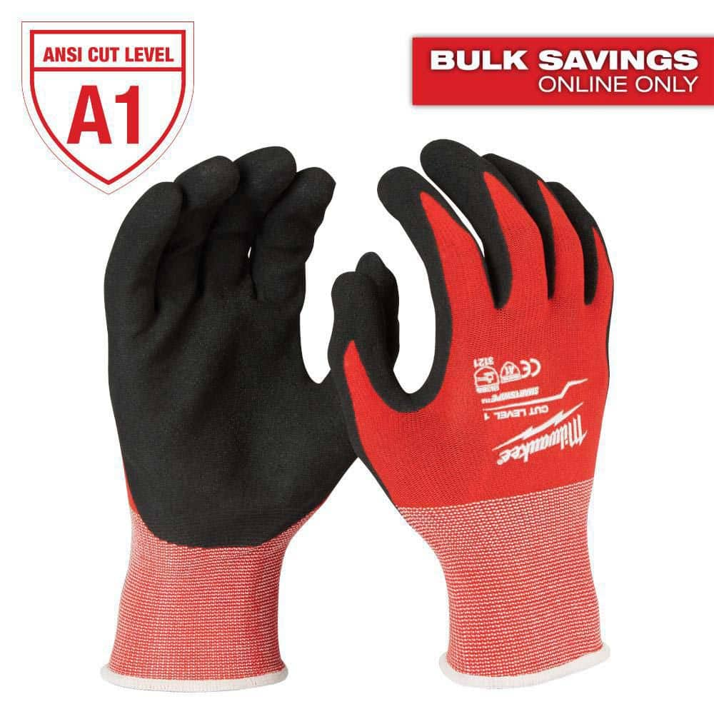 Medium Red Nitrile Level 1 Cut Resistant Dipped Work Gloves