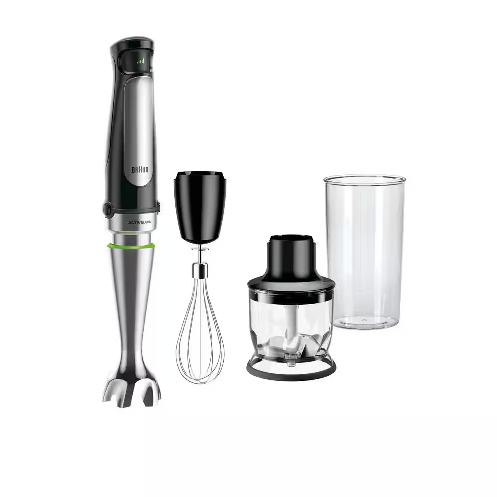 Multiquick MQ7025X Smartspeed SS Immersion Hand Blender W/ 1.5 C Food Processor, Whisk and Beaker