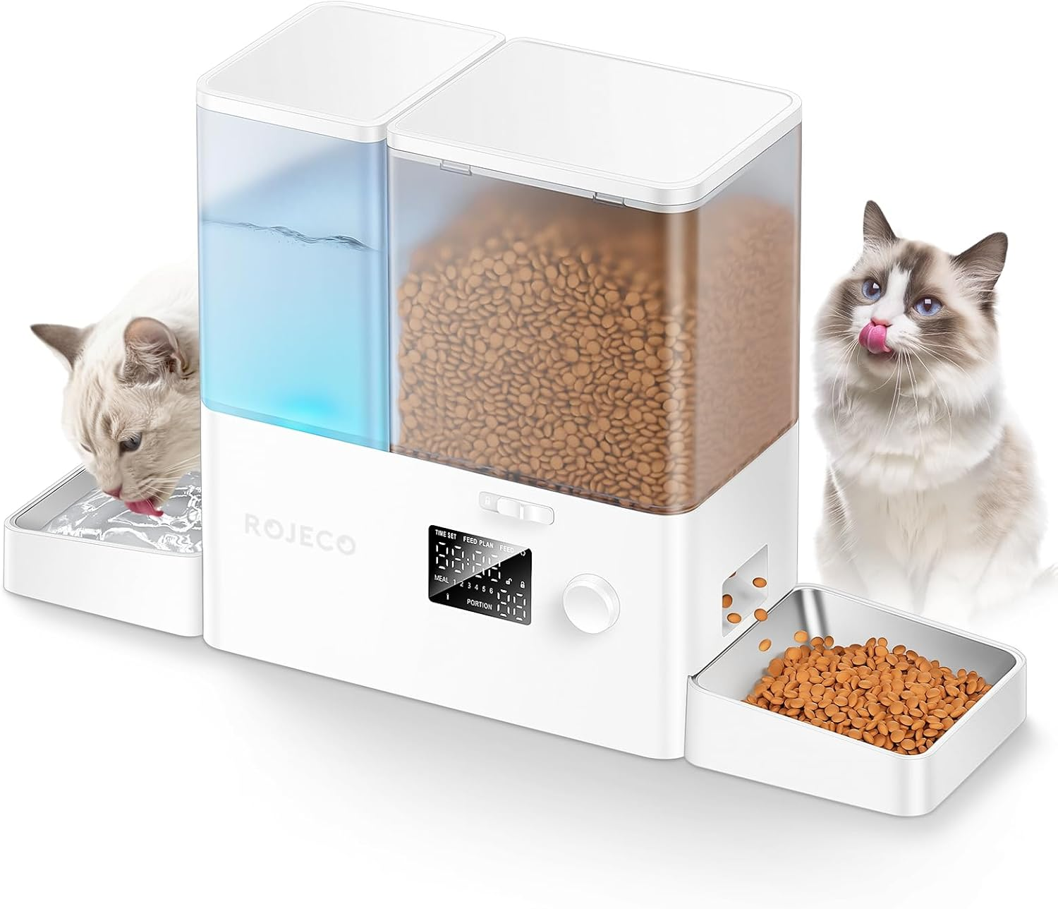 comedero y bebedero automatico para gatos dispensador 2 en 1 blanco 5l y 3.5l