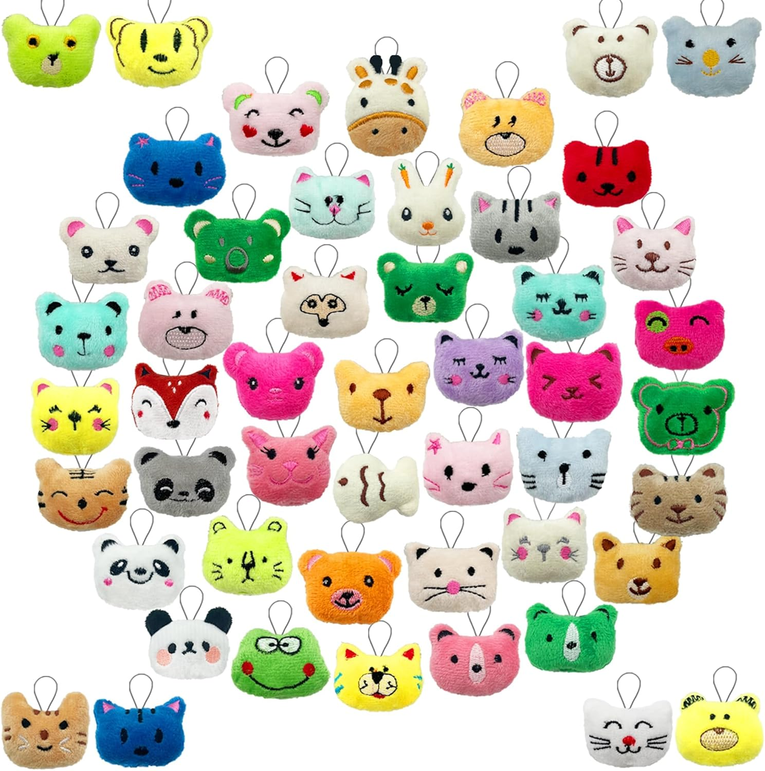 XIPEGPA 50 PCS Mini Animal Plush Toys Set Cute Small Animal Stuffed Toy Keychain for Party Favors Keychain Ornament for Goody Bag Easter Egg Stuffers Carnival Birthday Party Classroom Prizes