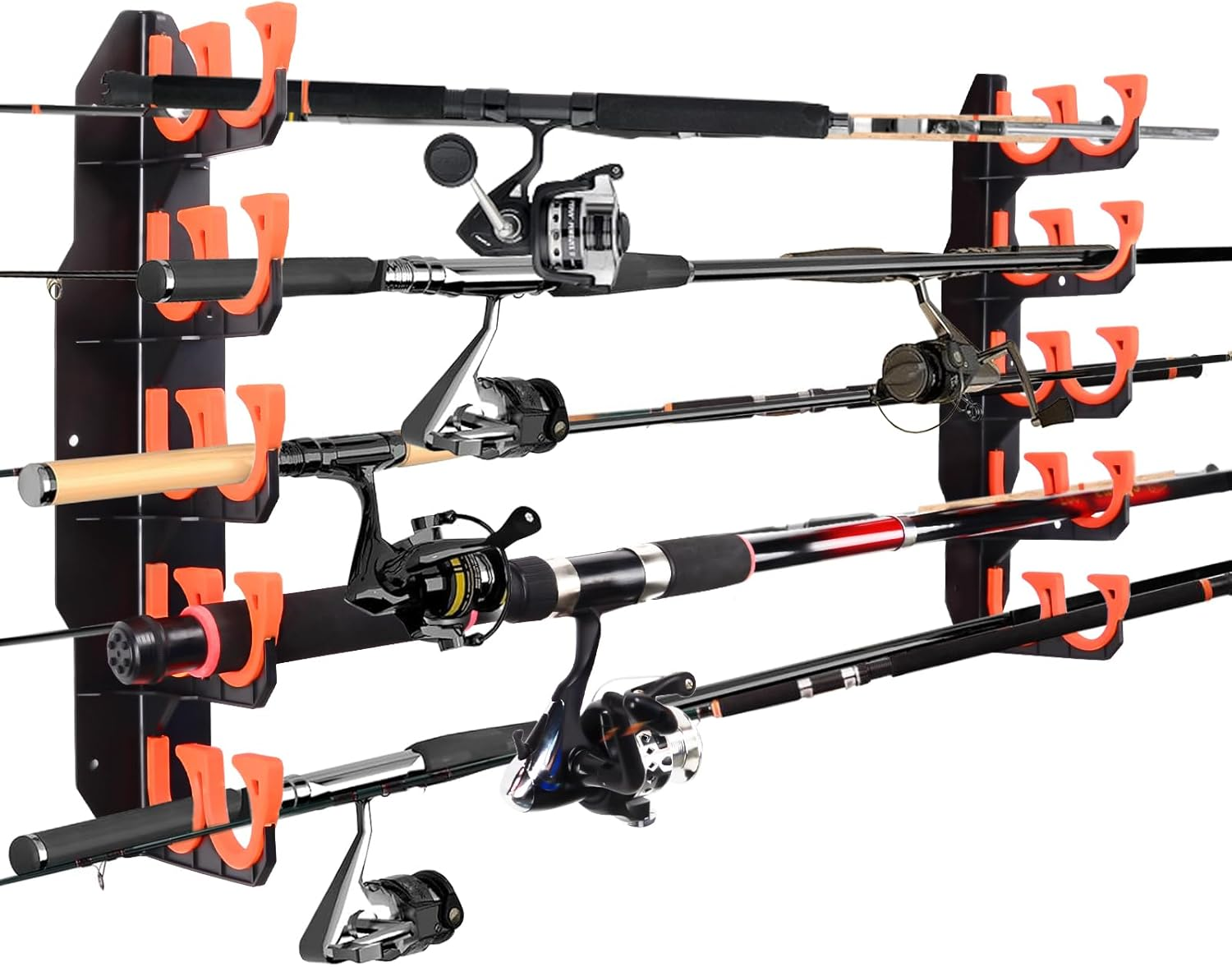 Fishing Rod Holders, Fishing Pole Holders for Garage, Wall or Ceiling Mounted Fishing Rod Rack Holds 10 Rods(1pack)