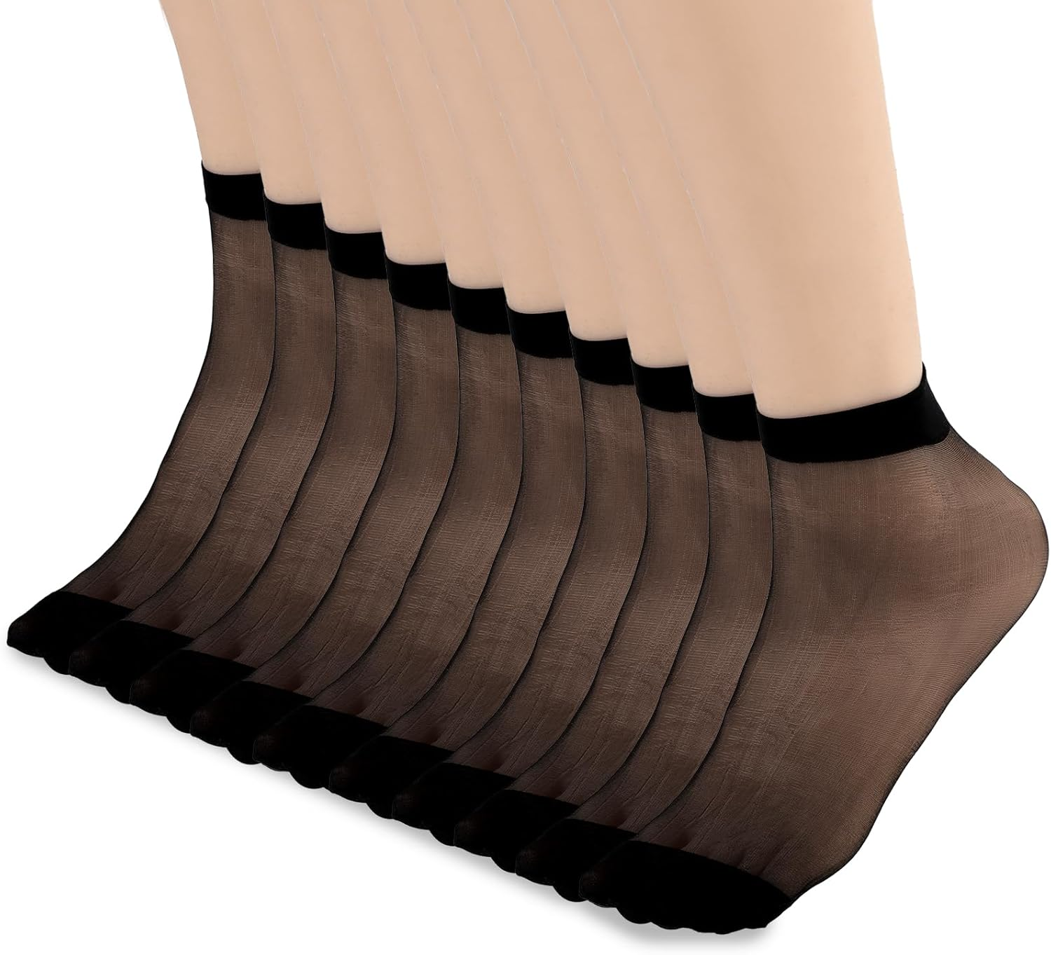 10 Pairs Nylon Socks for Women Sheer Ankle Socks Silky Breathable Hosier for Women and Girls