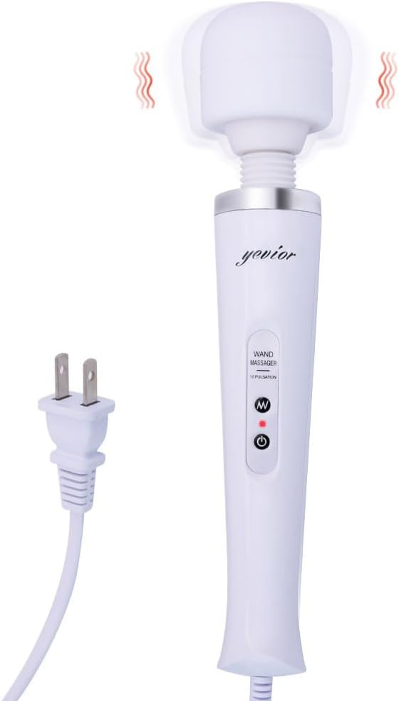 Wired Powerful Handheld Massager with 10 Pulse Settings Strong Vibration for Women,Personal Total Body Therapy Massager for Sports Recovery, Muscle Aches, Body Pain (White)