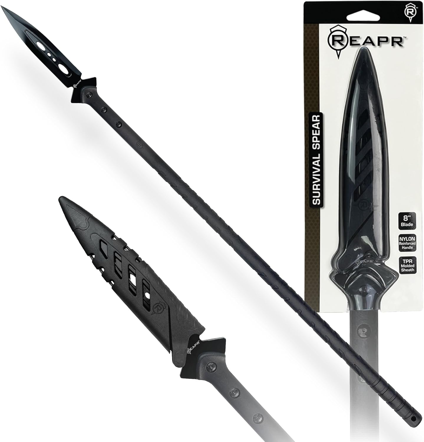Reapr SURVIVAL SPEAR with Sheath, Fixed Blade Throwing Tool for Camping, Hunting, Outdoor Recreation, Fathers Day Gift for Dad