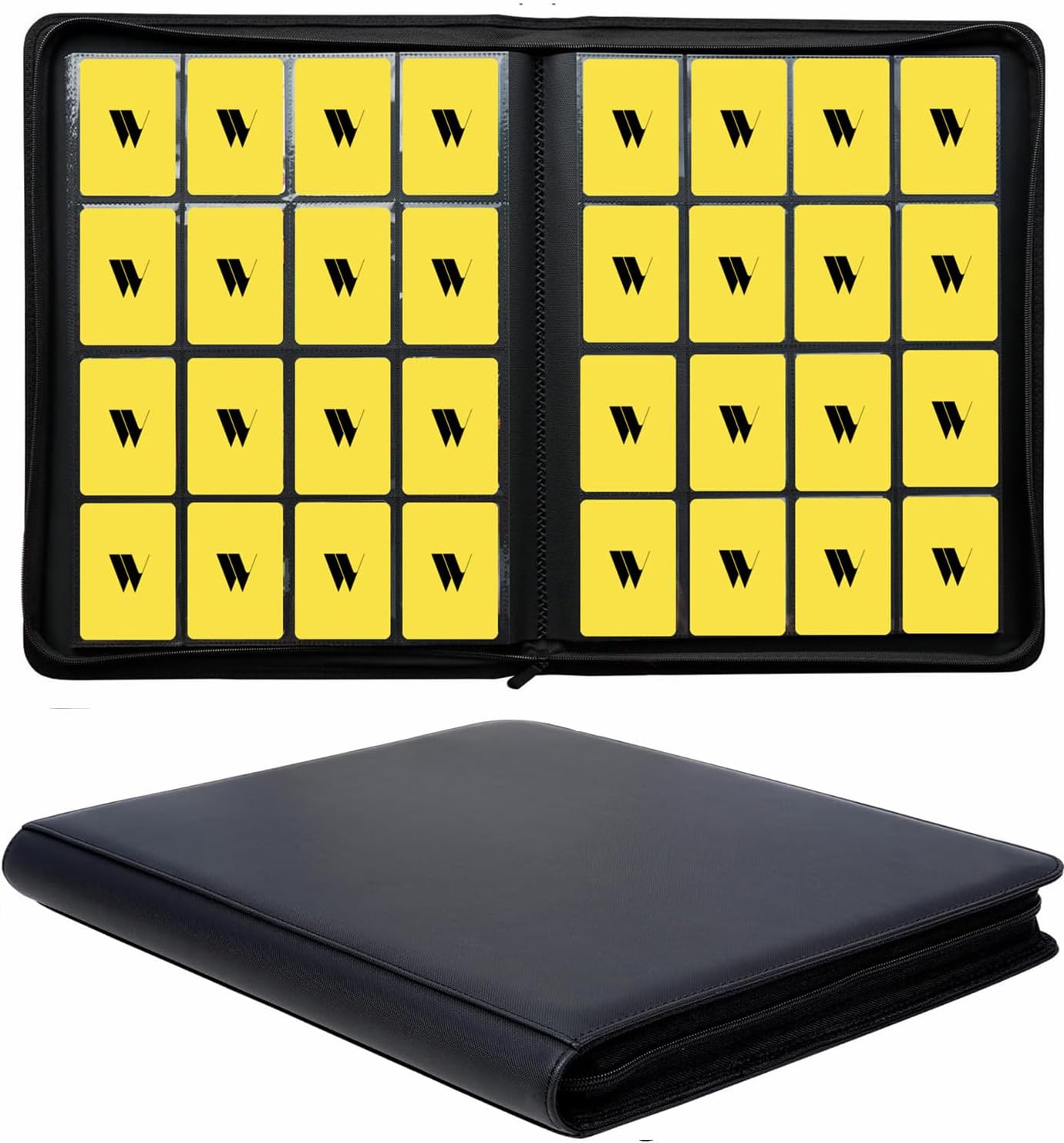 pokemon card binder 16 pocket 16-Pocket Zipper for 1280 Trading Cards with 40 Side-Loading Pages Tec material Premium 1000+ Pockets Trading Card