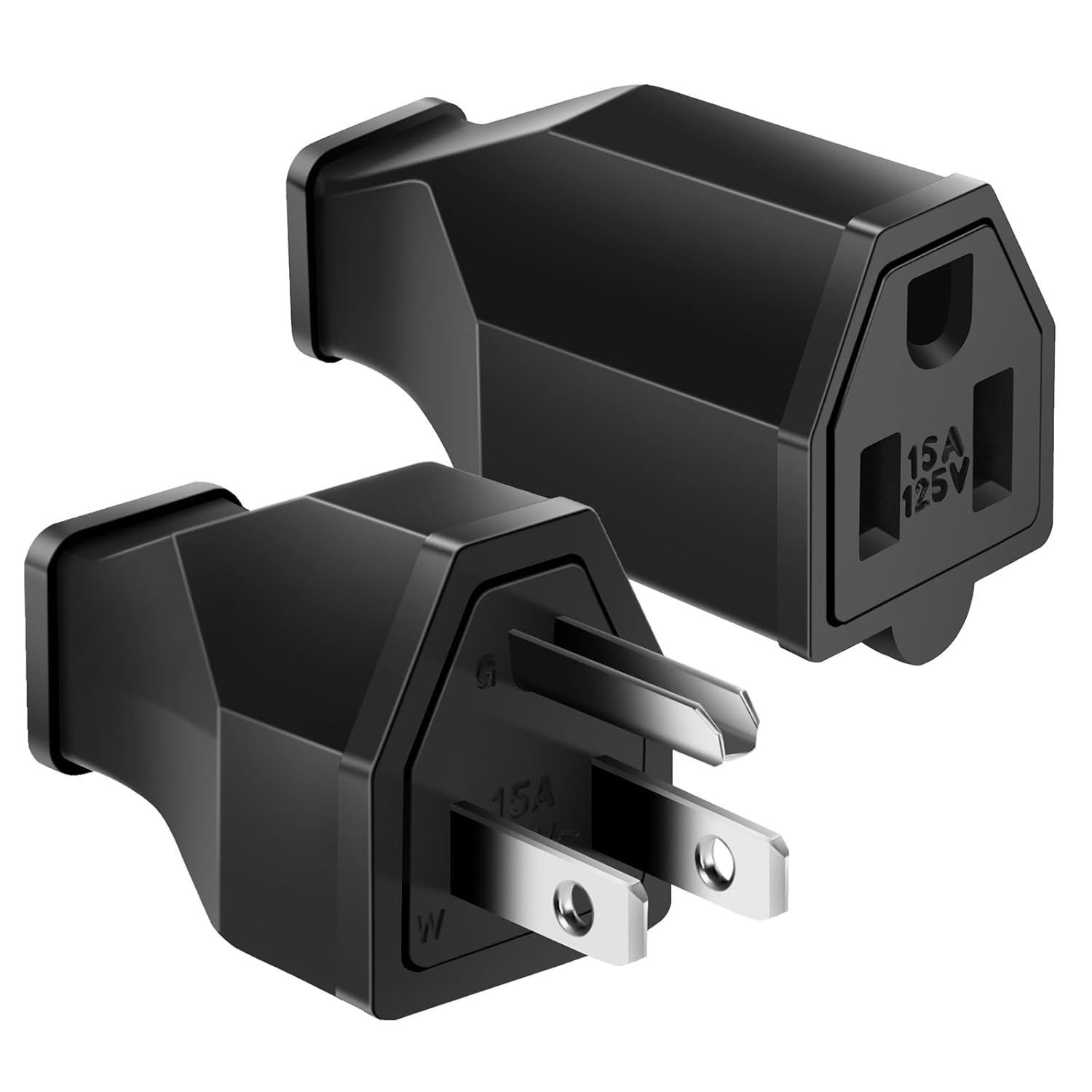 Extension Cord Repair Replacement Ends,Male and Female Electrical Plug Ends，Male Plug End Eeplacement 3 Prong,125V 15A 2Pole 3Wire Connector Straight Blade Plug (Male&Female,1 Set)