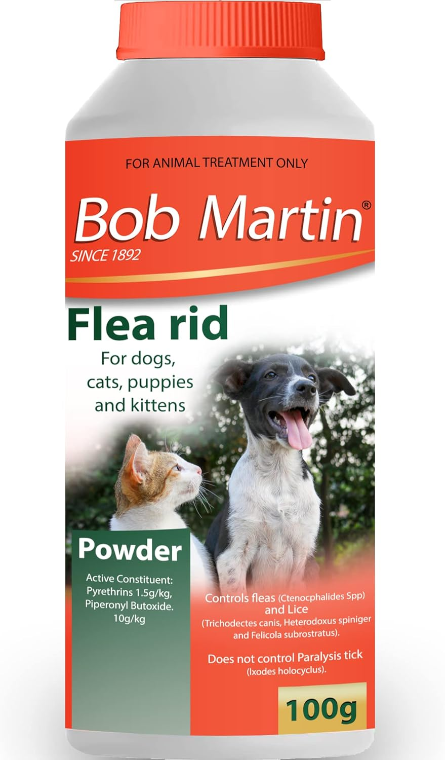 Flea and Lice Powder for Dogs & Cats – Effective Flea Treatment for Cats, Dogs, Puppies & Kittens. Long Lasting Flea Control for Bedding & Coat. Easy to Apply Twist Cap. 100G