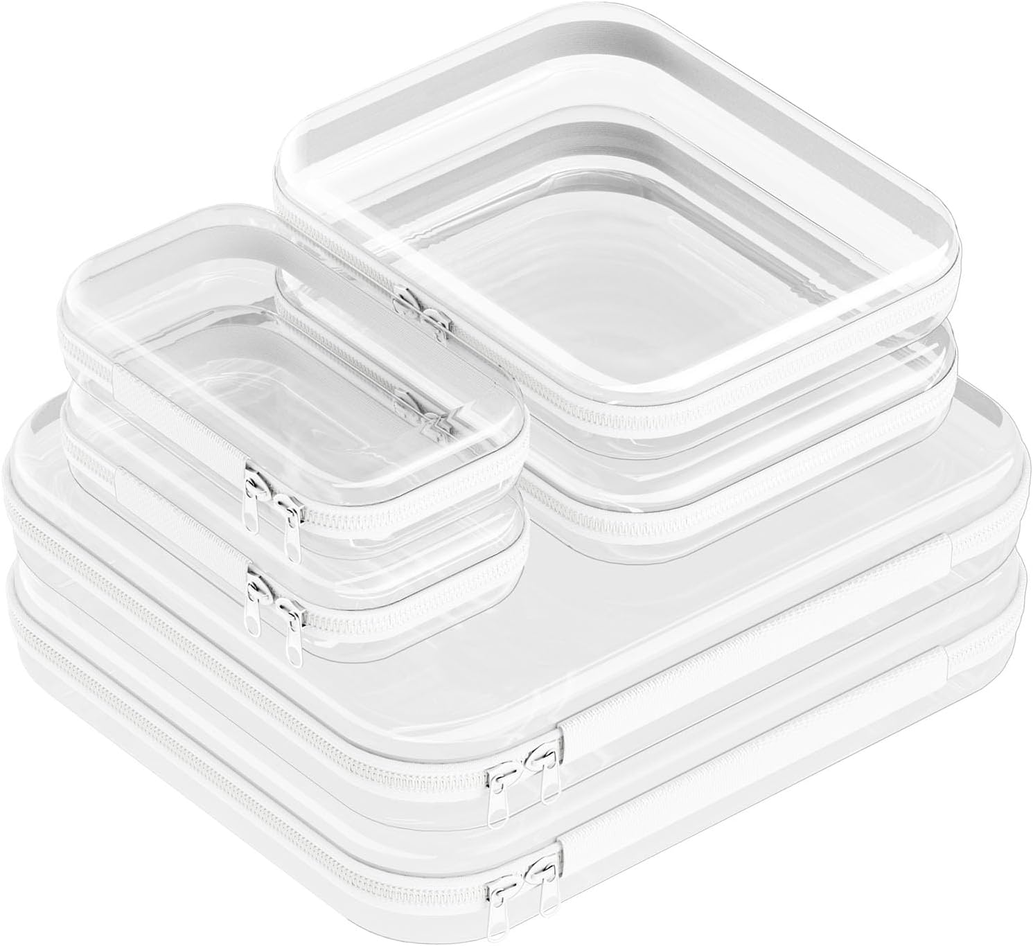 6 Pack Clear Hard Shell Zipper Case, Hard Plastic Zipper Pouches(2L, 2M,2S)