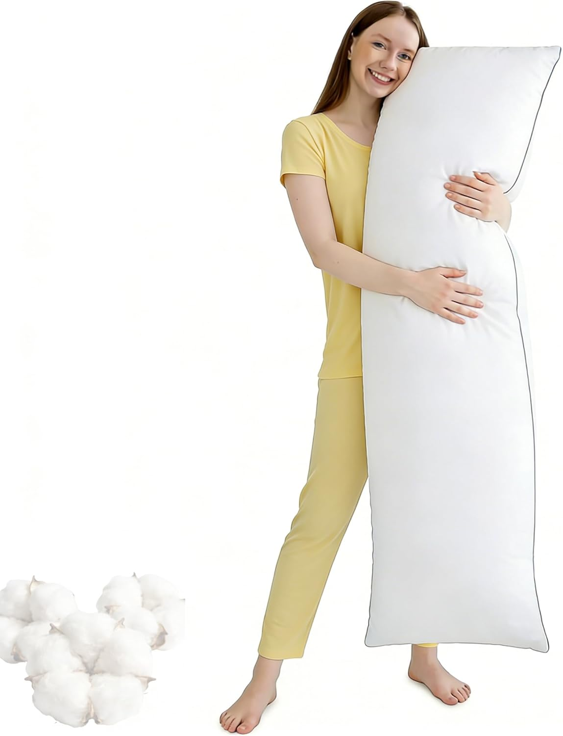 Dakimakura Body Pillow – 59X20In Long Pillow for Bed, Soft Cotton Hypoallergenic Full Body Pillow for Side Sleeper, Plush Huggable Cushion for Adults