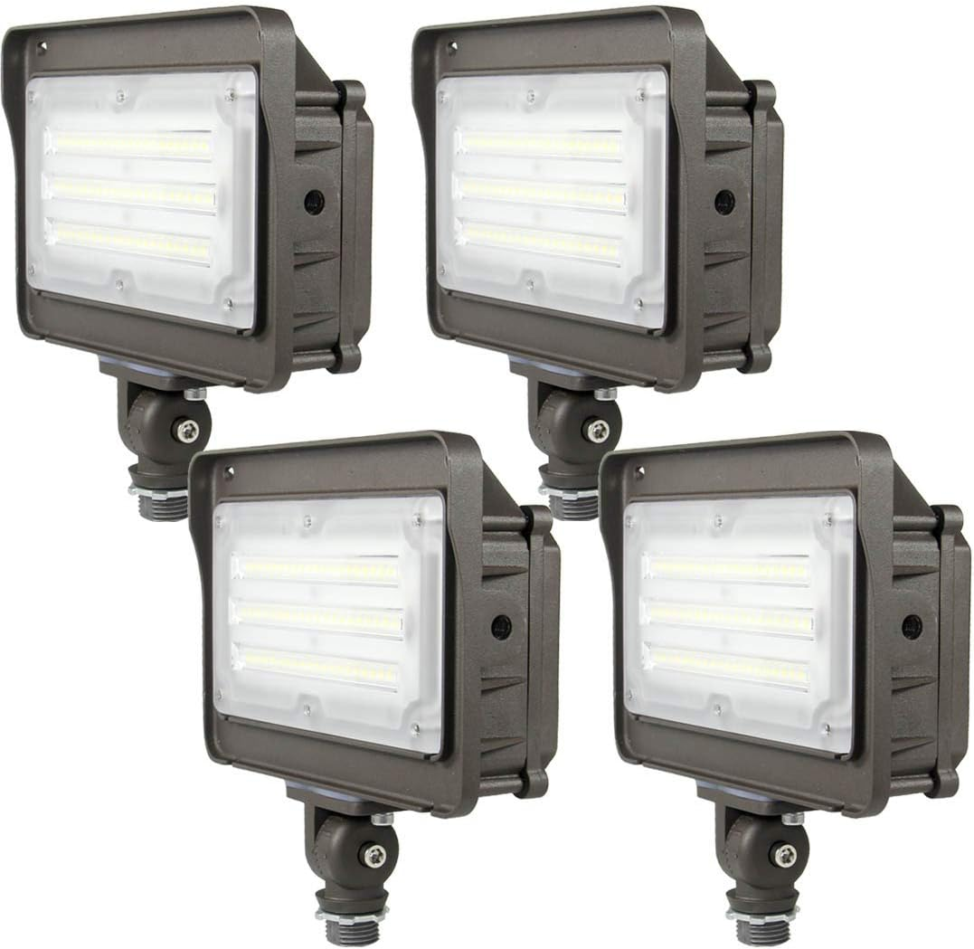 LED Flood Light Outdoor, Dusk-To-Dawn Photocell 50W, 4-Pack