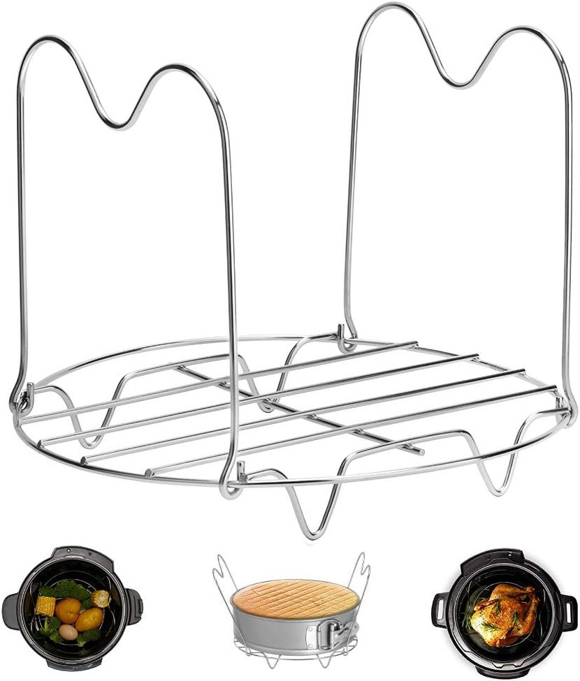 Steamer Rack Trivet with Handles with Instant Pot Accessories 6 Qt 8 Quart Pressure Cooker Trivet Wire Steam Rack, Great for Lifting Out Whatever Delicious Meats & Veggies You Cook