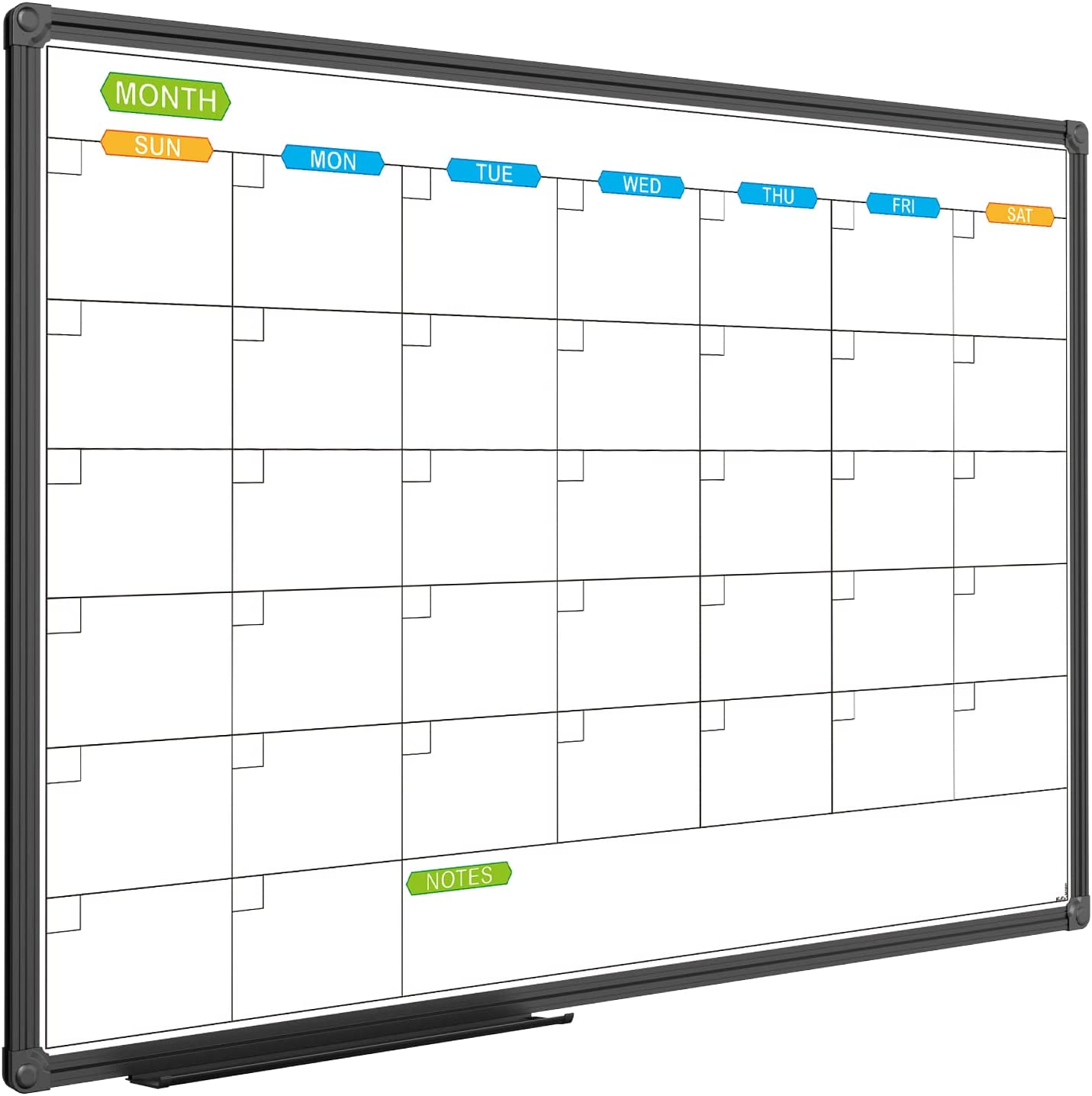 Dry Erase Calendar Whiteboard - Magnetic White Board Calendar Monthly 36 X 24 Inch, Black Aluminum Frame Wall Mounted Board for Office Home and School