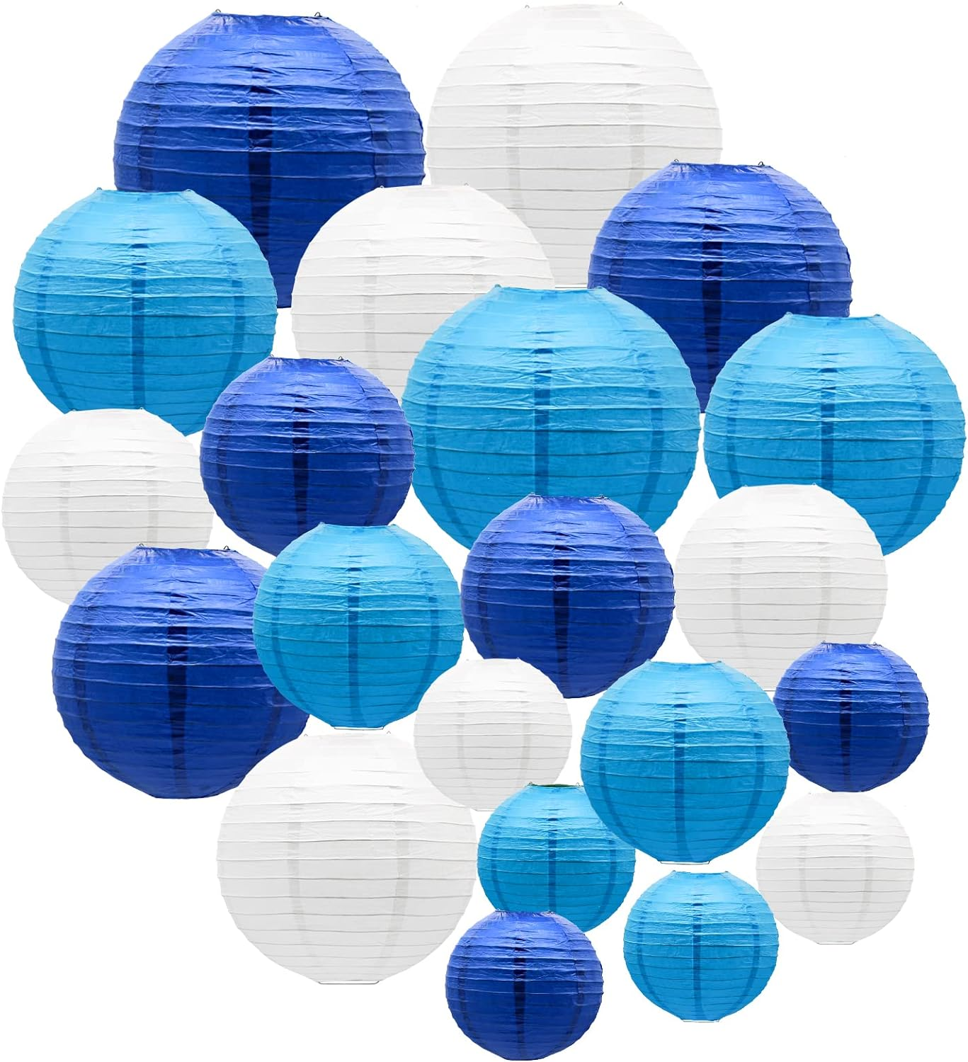 Blue Paper Lanterns Decorative, Hanging round Paper Lantern Party Supplies NEW