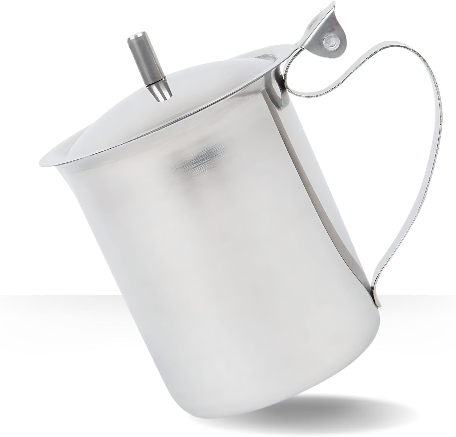 Creamer with Lid 10 Oz, Coffee Creamer Container, Small Stainless Steel Milk Pitcher, Coffee Cream Dispenser, Creamer Pitcher with Lid