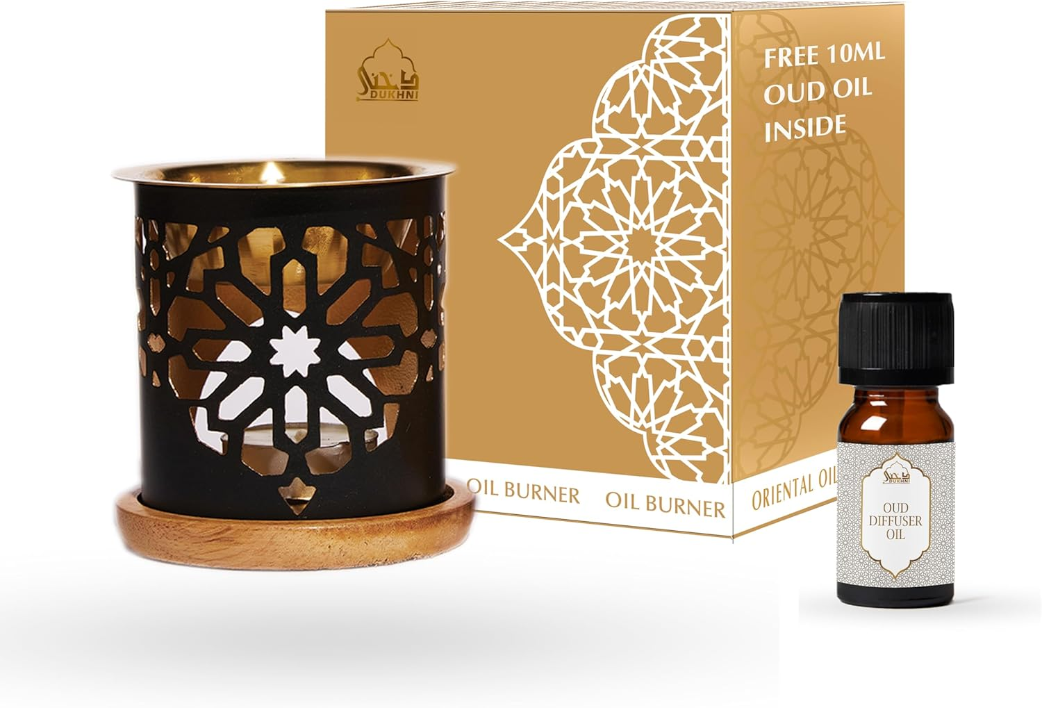 Essential Oil Burner by | Brass Burner with Candle | Use for Aroma Oil, Diffuser Oils | Relax with Home Aromatherapy, for Stress Relief, Meditation, Massage and Home Fragrance