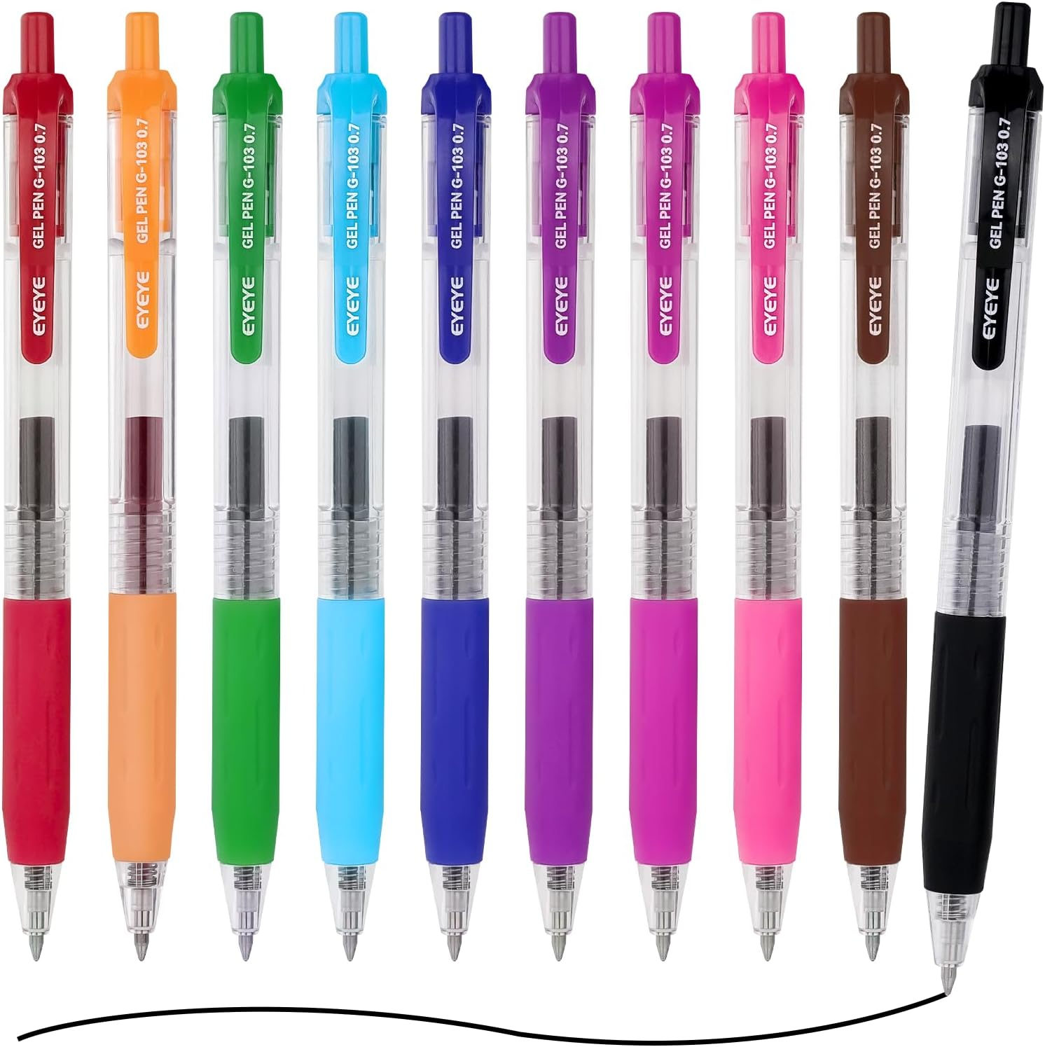 G-103 Retractable Gel Pens Medium Point, Pack of 10 Assorted Colors 0.7mm Gel Ink Pen Quick Dry, Ballpoint Pen Fine Point Smooth Writing Pens for for Office School Supplies