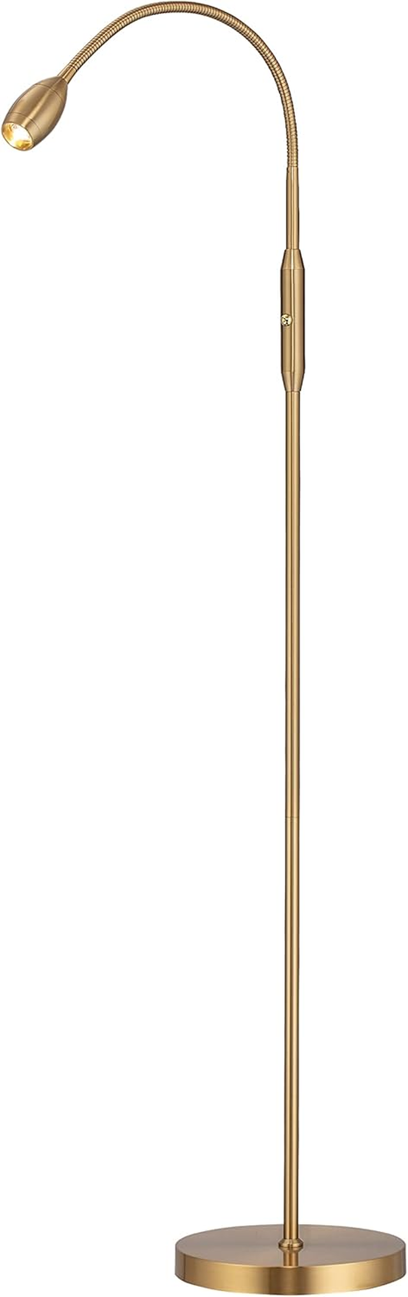 O’Bright Ray – Adjustable LED Beam Floor Lamp, Dimmable and Zoomable Spotlight, Flexible Gooseneck, Reading/Crafting Standing Lamp, Work Table Light, Antique Brass