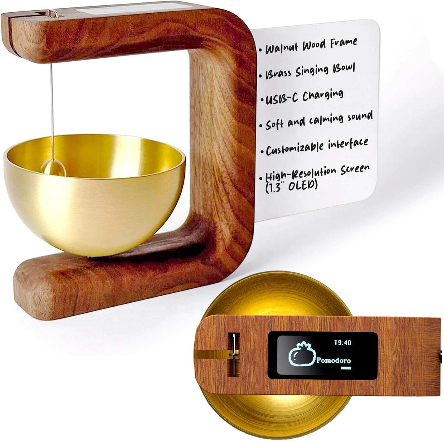 Pro Timer P2 - Elegant Wooden Pomodoro Timer - an Original Productivity Tool with Magnetic Memo Board – High-End Quality Desk Device for Focus, Meditation & Productivity - Ideal for Work & Study