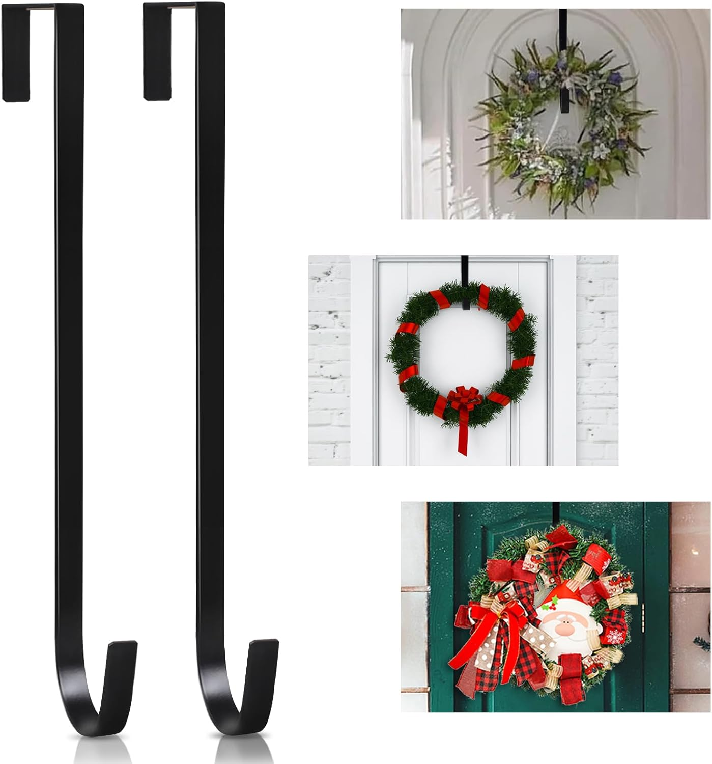 2 Pack 14 Inch Metal Over The Door Wreath Hangers for Front Door Welcome Sign