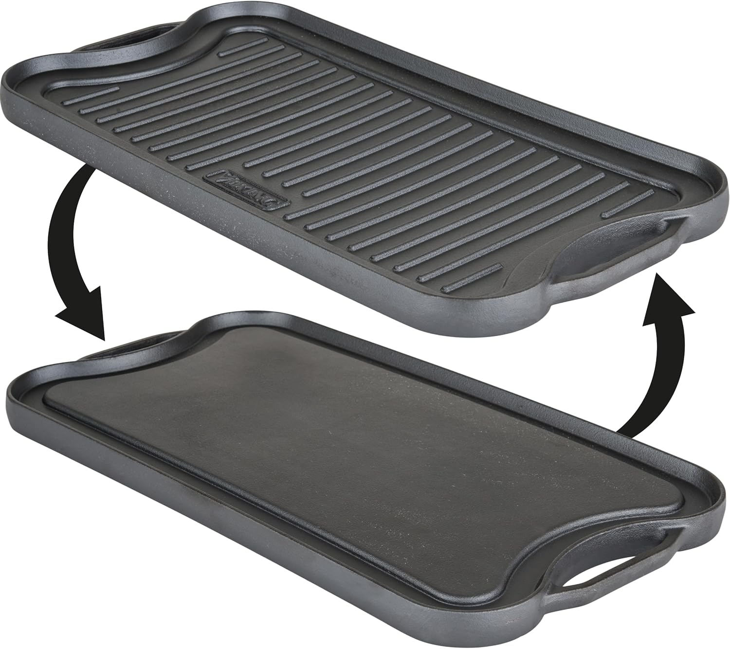 Griddle, 20 Inch Reversible Cast Iron Grill Pan, Pre-Seasoned, Oven Safe, Induction Ready, Black