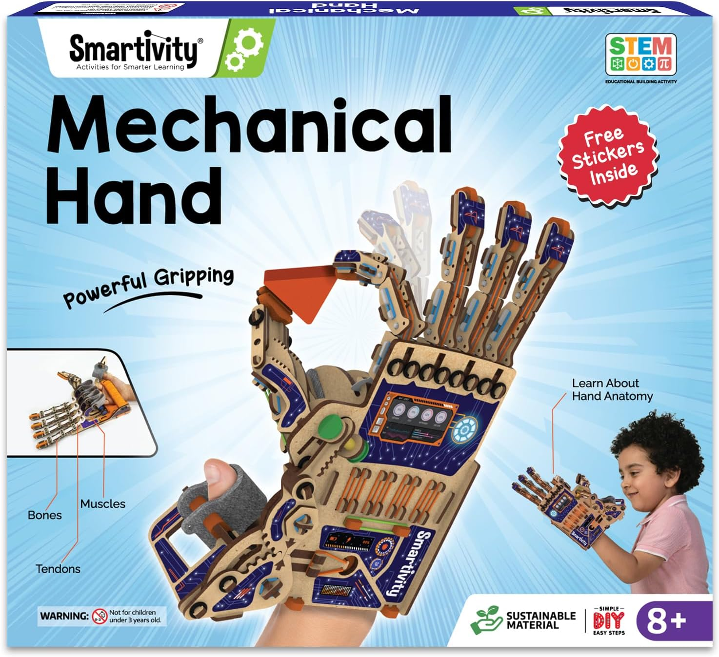 Robotic Mechanical Hand STEM Experiment Kit for Kids Ages 8-14 | Build & Control Your Superhero Hand I Cool Birthday Gift for Boys & Girls | Science Engineering Project for 8,10,12,14 Years