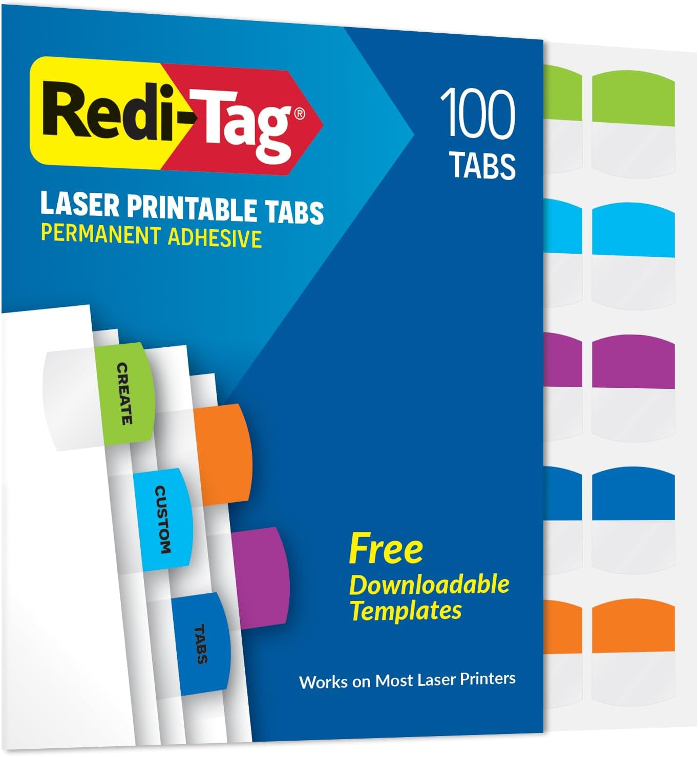Laser Printable Tabs, Permanent Index Tabs, Customizable Adhesive Labels, Assorted Tropical Colors, 1.125