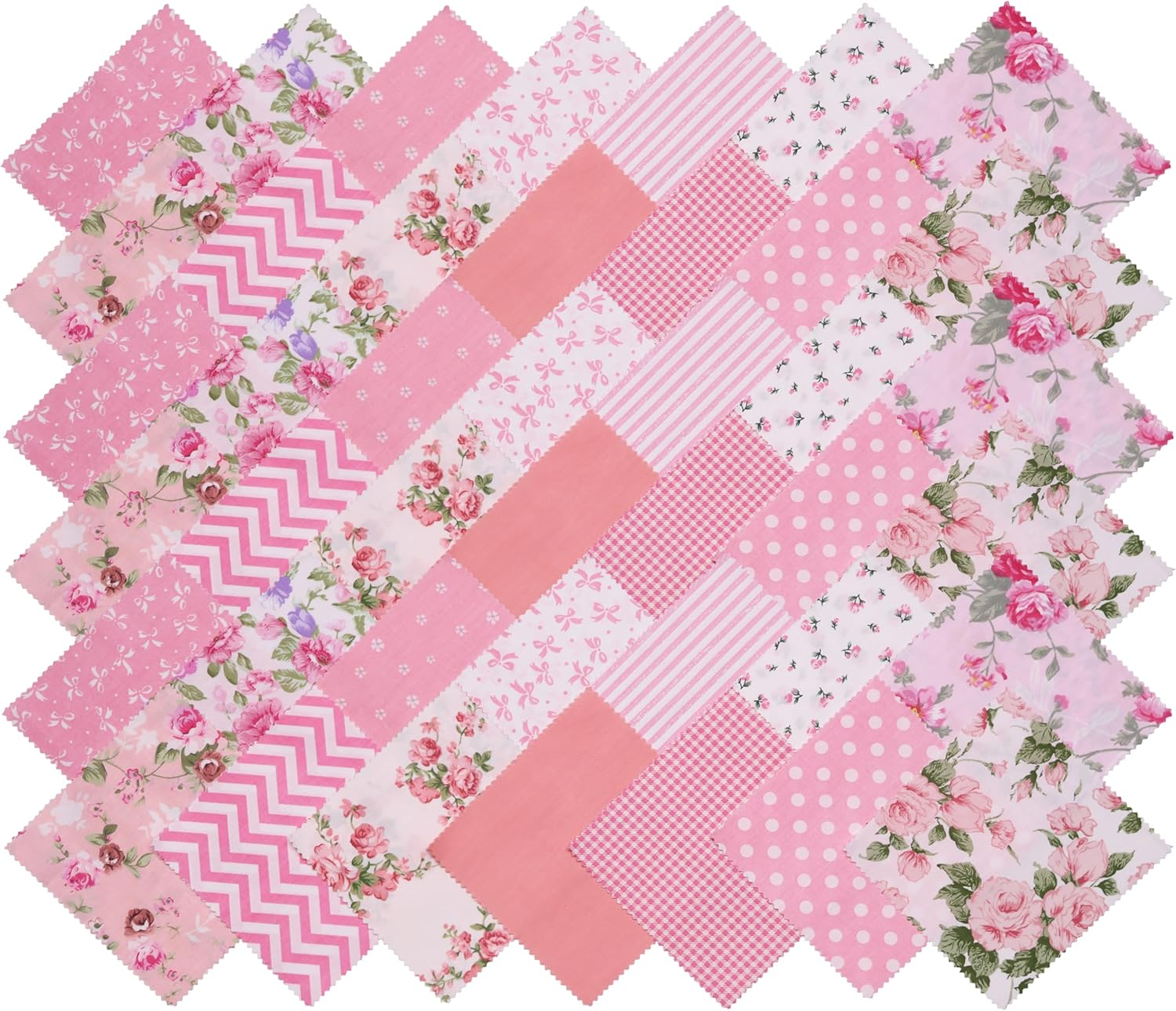Pink Charm Packs for Quilting 5 inch 5x5 Charm Squares Precut Quilting Fabric