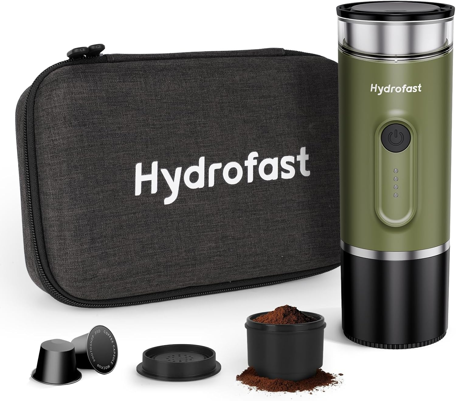 Portable Electric Espresso Machine, Self-Heating Travel Coffee Maker with 7800Mah Battery, USB-C Rechargeable, Compatible with Ground Coffee & Capsules, Maker for Camping, Office, Car