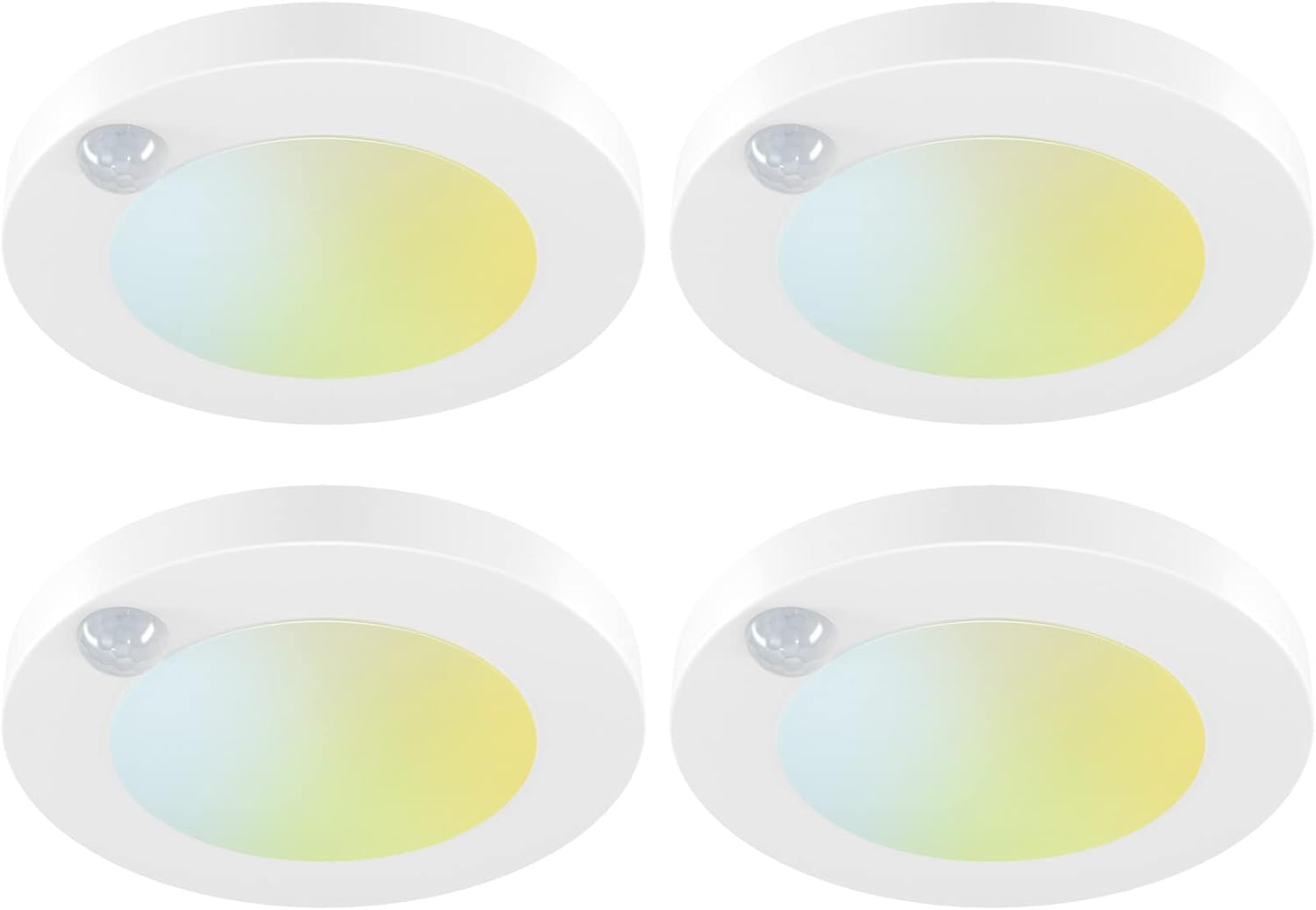 4 Inch Field Selectable 5CCT LED Motion Sensor Ceiling Light, 120V Wired Closet Light, 10 Watts, 600Lm, CRI80+, Non-Dimmable, ETL Certified, Wet Location, Round/White, 4 Packs …