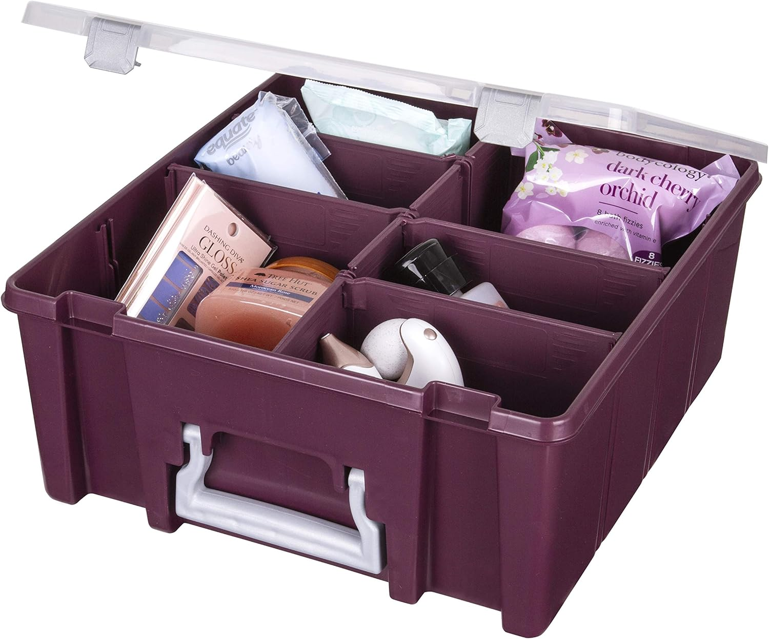 AB Designs Super Satchel Compartment Box - Stackable Durable Art Storage with 8 Removable Compartments, Smart Closure, and Portable Design for Craft Supplies, Threads, Ribbons, Paint Tubes