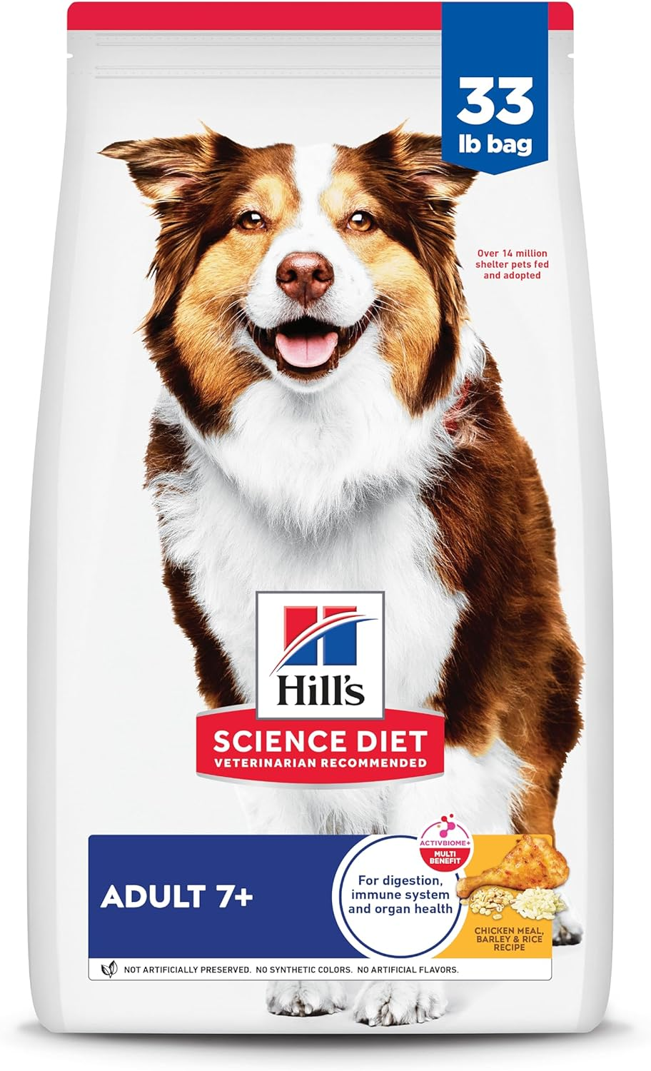 Hill'S Science Diet Adult 7+, Senior Adult 7+ Premium Nutrition, Dry Dog Food, Chicken, Brown Rice, & Barley, 33 Lb Bag