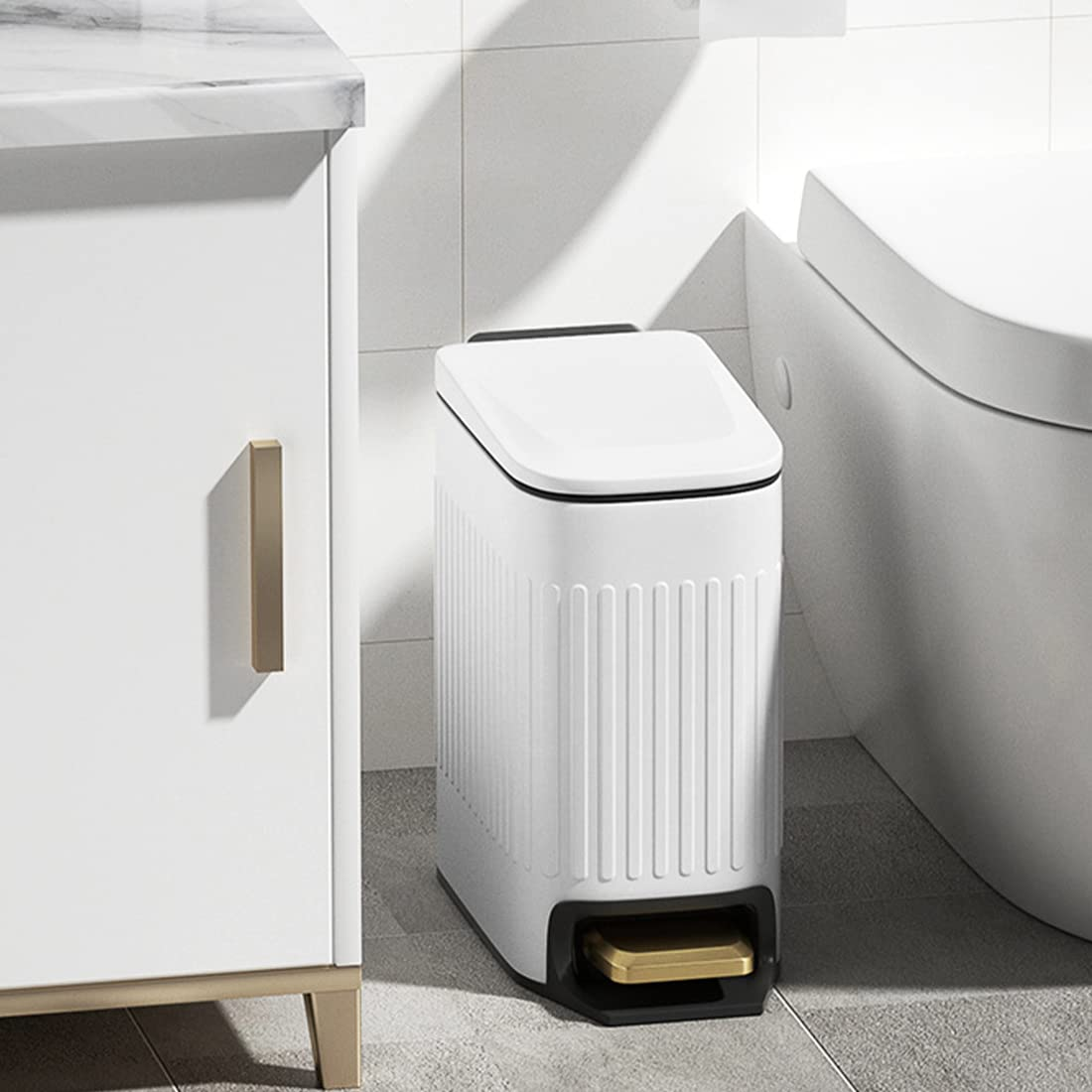 Small Bathroom Trash Can with Lid Soft Close, 6 Liter Pedal Bin, Stainless St... - Picture 7 of 14