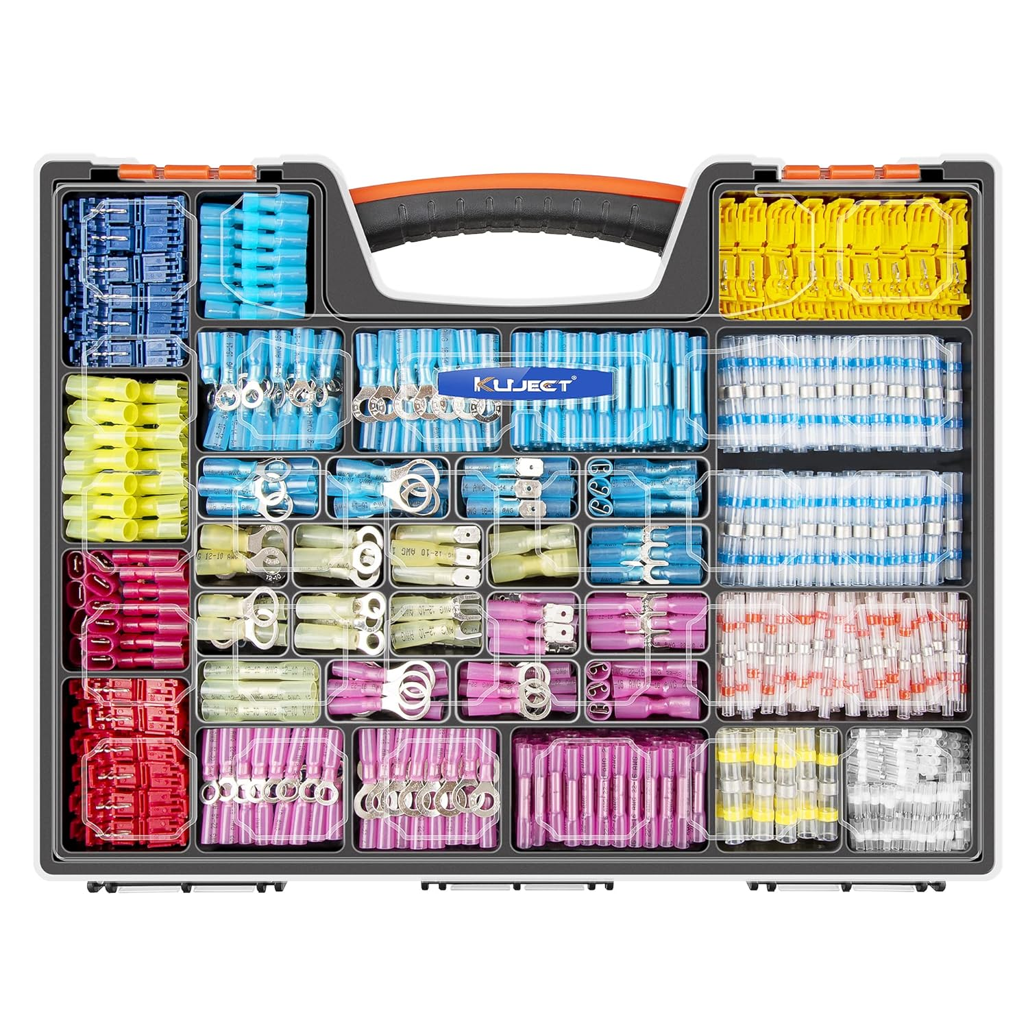 Ultimate Heat Shrink Wire Connectors, 1500PCS Waterproof Electrical Spade Connectors kit, Insulated Crimp Ring Fork Spade Terminal T-Tap Solder Butt Splice Connectors for Marine Boat Truck