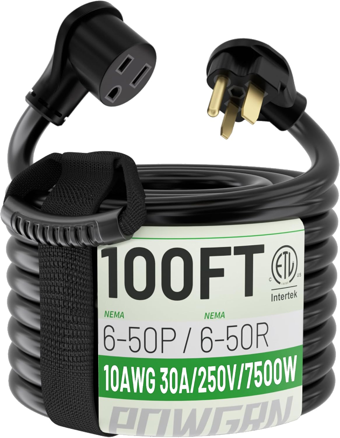 100FT 30 Amp 10 Gauge 250V NEMA 6-50P to 6-50R 3 Prong Welder Extension Cord, Heavy Duty SJTW Welding Cable, Compatible with Lincoln, Miller Welders and Plasma Cutters, ETL Listed