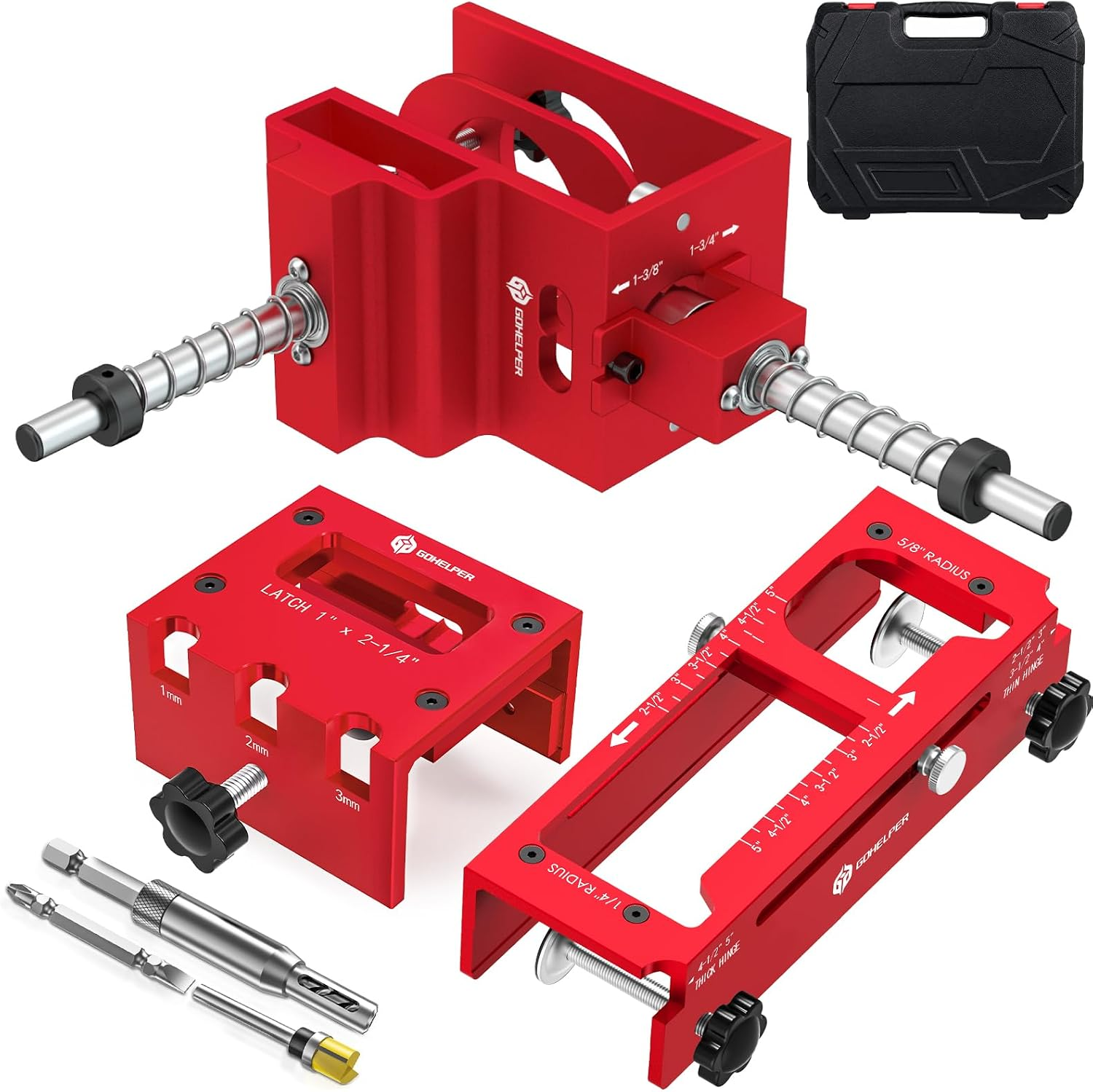 Door Lock Installation Kit & Door Latch Mortise Tool & Door Hinge Jig | Aluminum Alloy, Clamp Design on Door, for 1-3/8" & 1-3/4" Wooden Doors, 1" X 2-1/4" Door Latch Jig, Not for Door Jambs