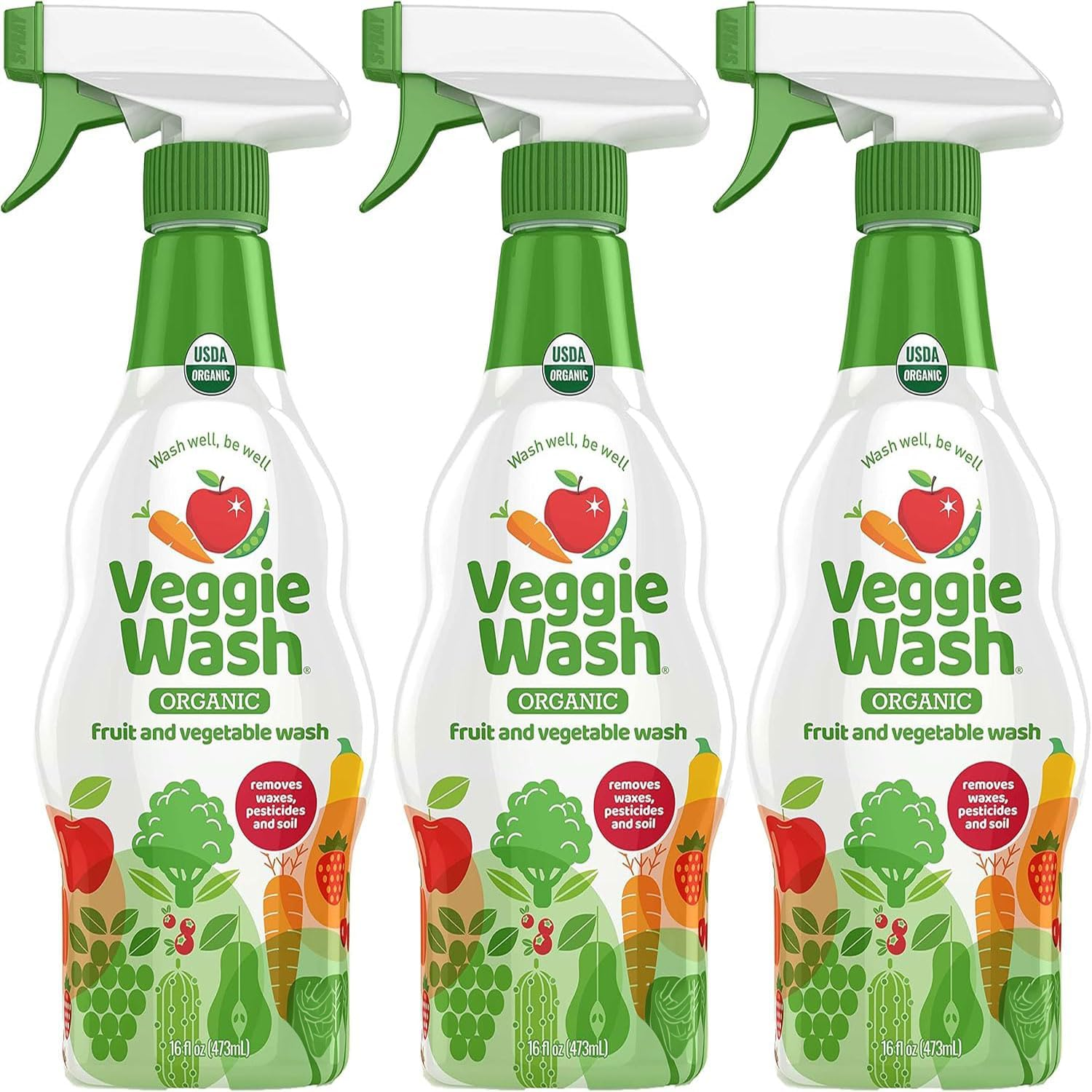 Organic Fruit and Vegetable Wash, Certified Organic, Ideal for Cleaning Produce, 16 Fluid Ounce, Pack of 3 (Packaging May Vary)