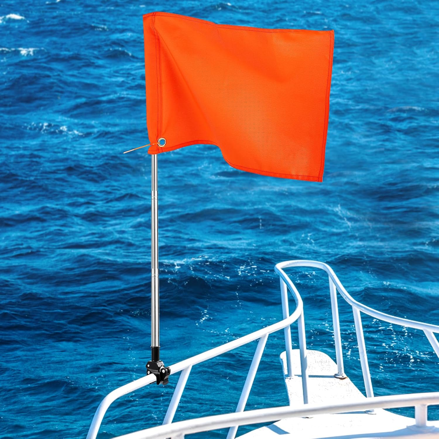 Orange Boat Flag with 54" Adjustable Pole & Holder