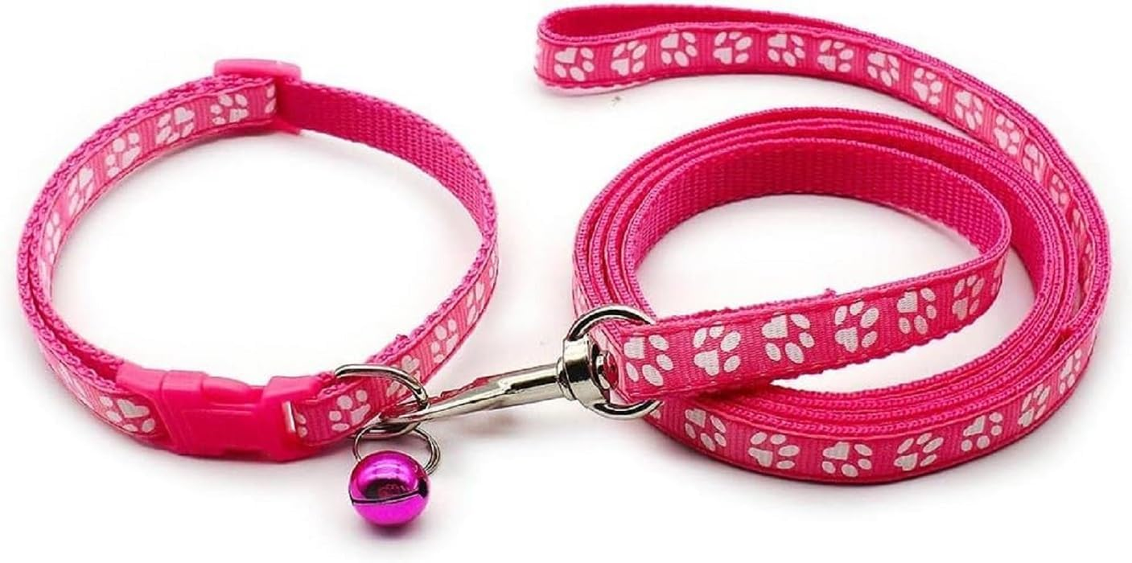 Small Dog Puppy Pet Cat Kitten Collar and Lead Set Pawprint Design Nylon Adju... - Picture 8 of 13
