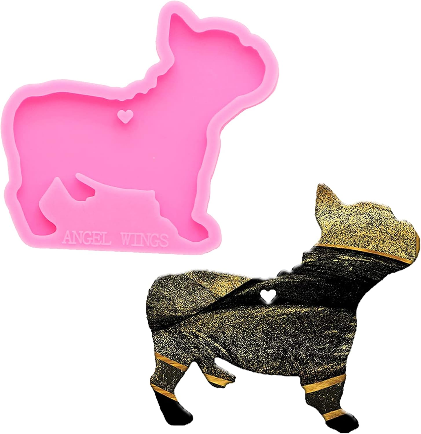 Shiny Glossy Bulldog Shape Epoxy Craft Keychain Silicone Mould Dog Style Polymer Clay Mold DIY Necklace Epoxy Resin Jewelry Silicone Mold Resin Crafting Molds