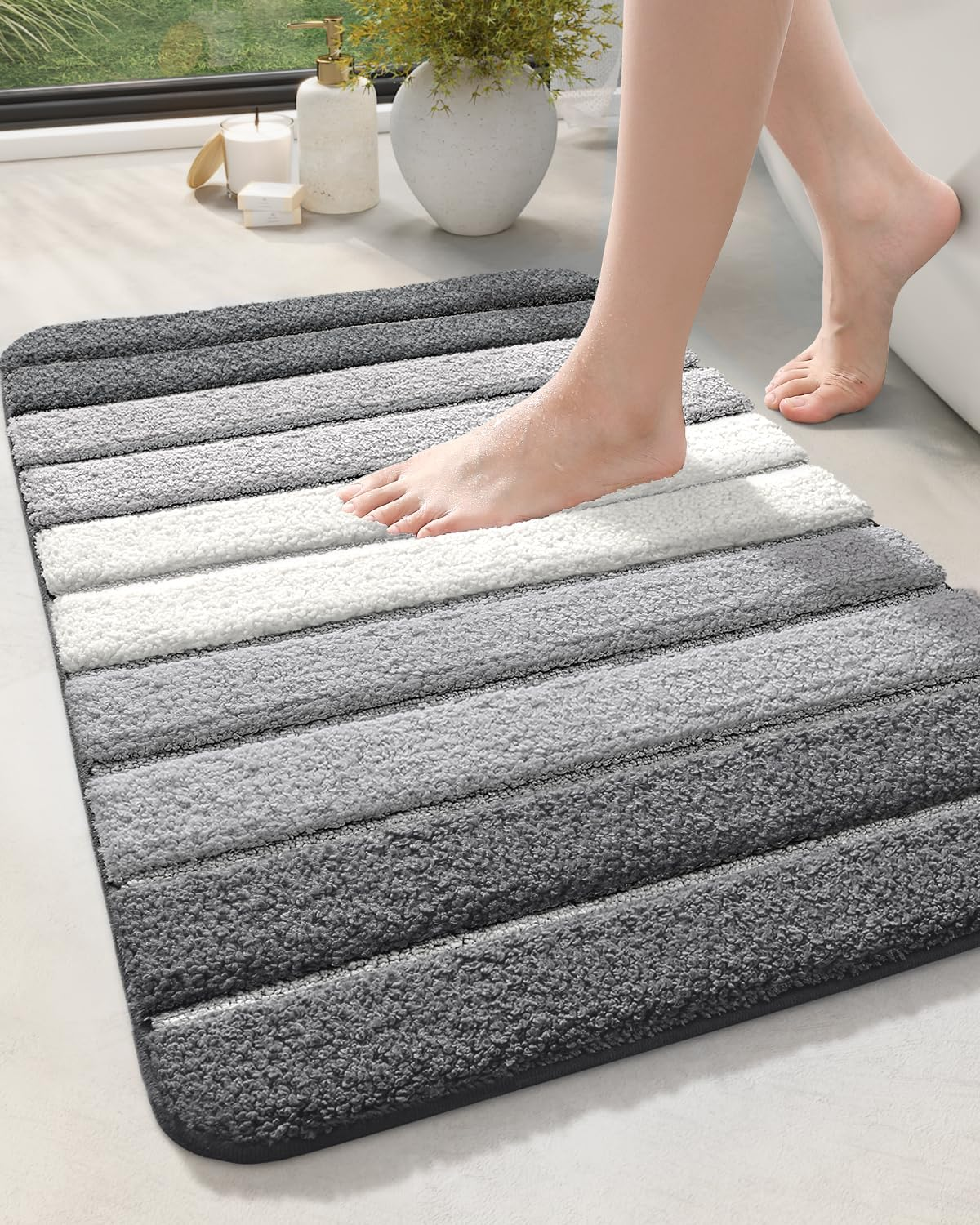DEXI Bath Mat Bathroom Rug Absorbent Non-Slip Washable Shower Floor Mats Carp... - Picture 2 of 14