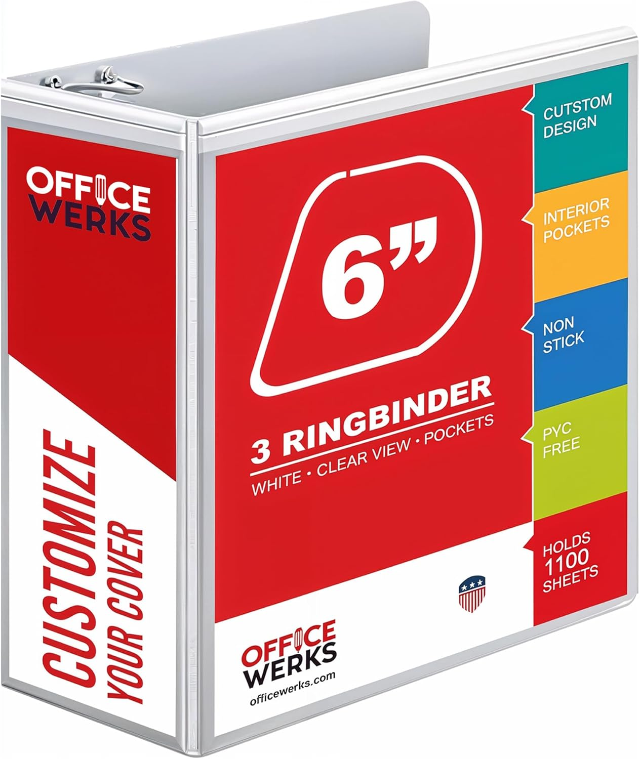 3 Ring Binders, 6 Inch D Ring Heavy Duty Large Binder with Pockets for 8.5