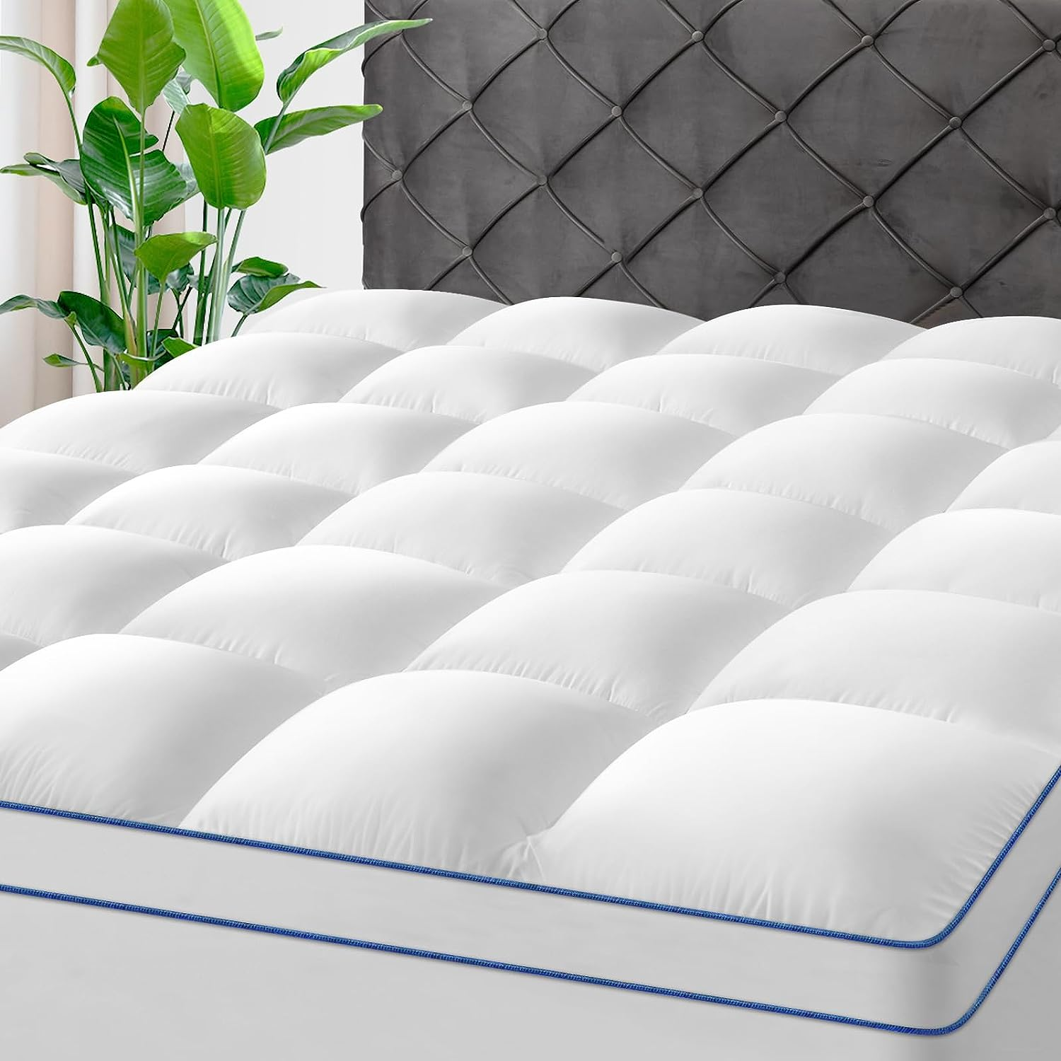 Full Mattress Topper,Extra Thick Mattress Pad Cover for Deep Sleep,3D+7D Snow down Alternative Fill Overfilled Plush Pillow Top with -23 Inch Deep Pocket-White