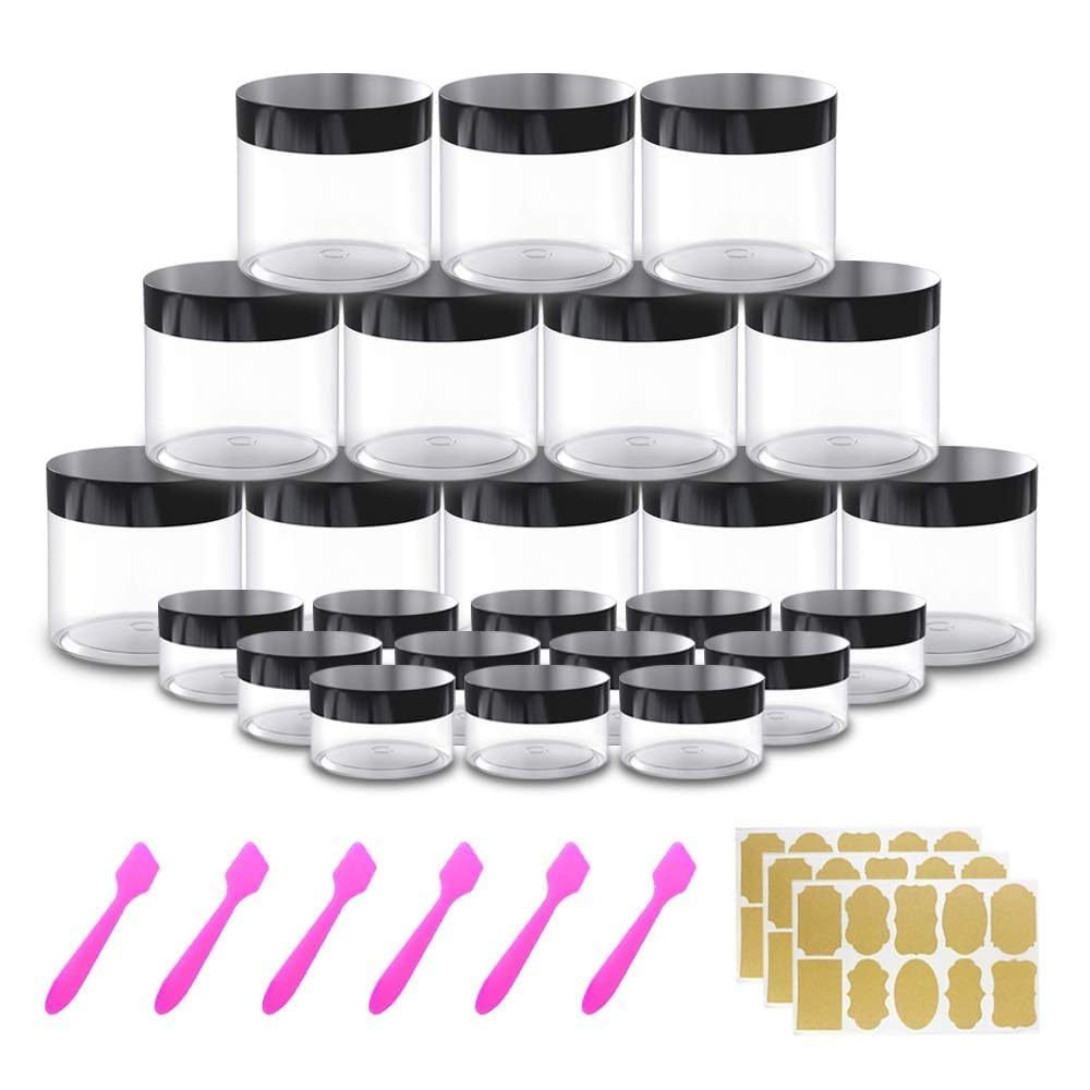 12 Pack 4 Oz Small Plastic Containers with Lids+12 Pack 20G/20Ml Cosmetic 