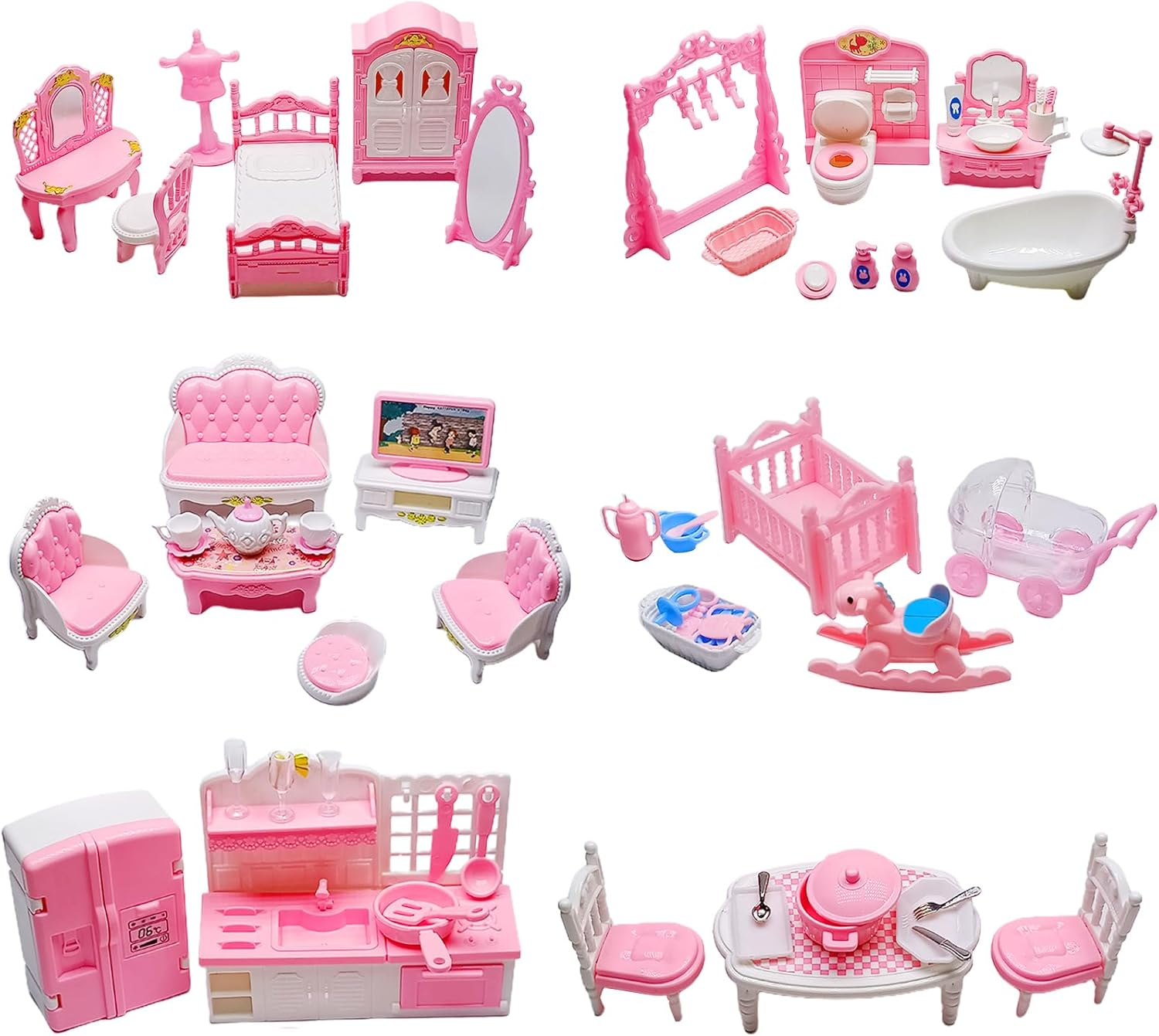 75 Pcs Dollhouse Furniture Set Accessories Small Dollhouse Miniature Pretend...