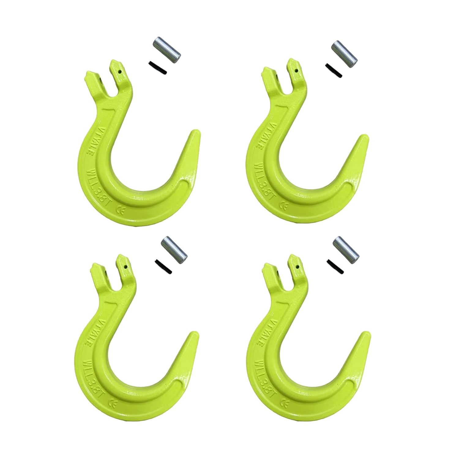 3/8" G80 Clevis Foundry Hook 8377Lbs 4 Pack Working Load Limit Lifting Clevis Chain Hook for G80 Transport Binder Chain and Binder【3.8T*4 Pack】