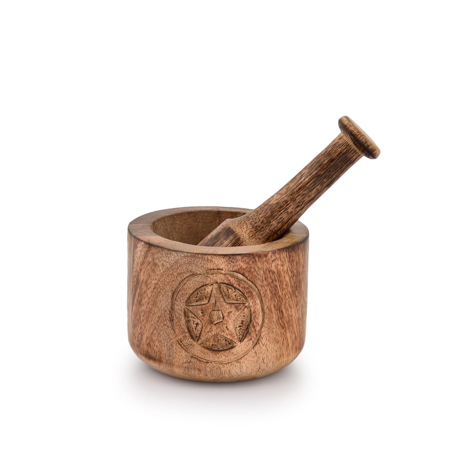 Mortero y maja de madera para ajo triturador manual y molinillo utensilio cocina