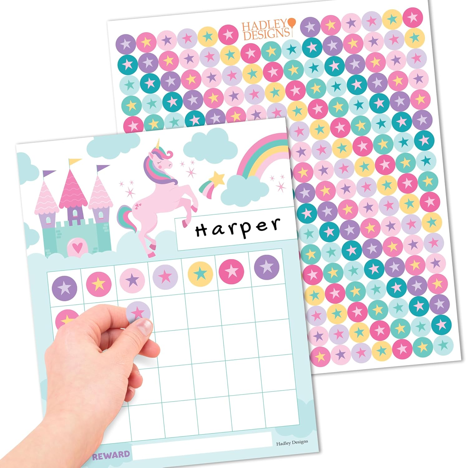 Sticker Chart for Kids Behavior at Home & Classroom - 25 Reward Chart for Kids Incentives, Gold Star Sticker Sheets, Unicorn Incentive Charts for Classroom Must Haves