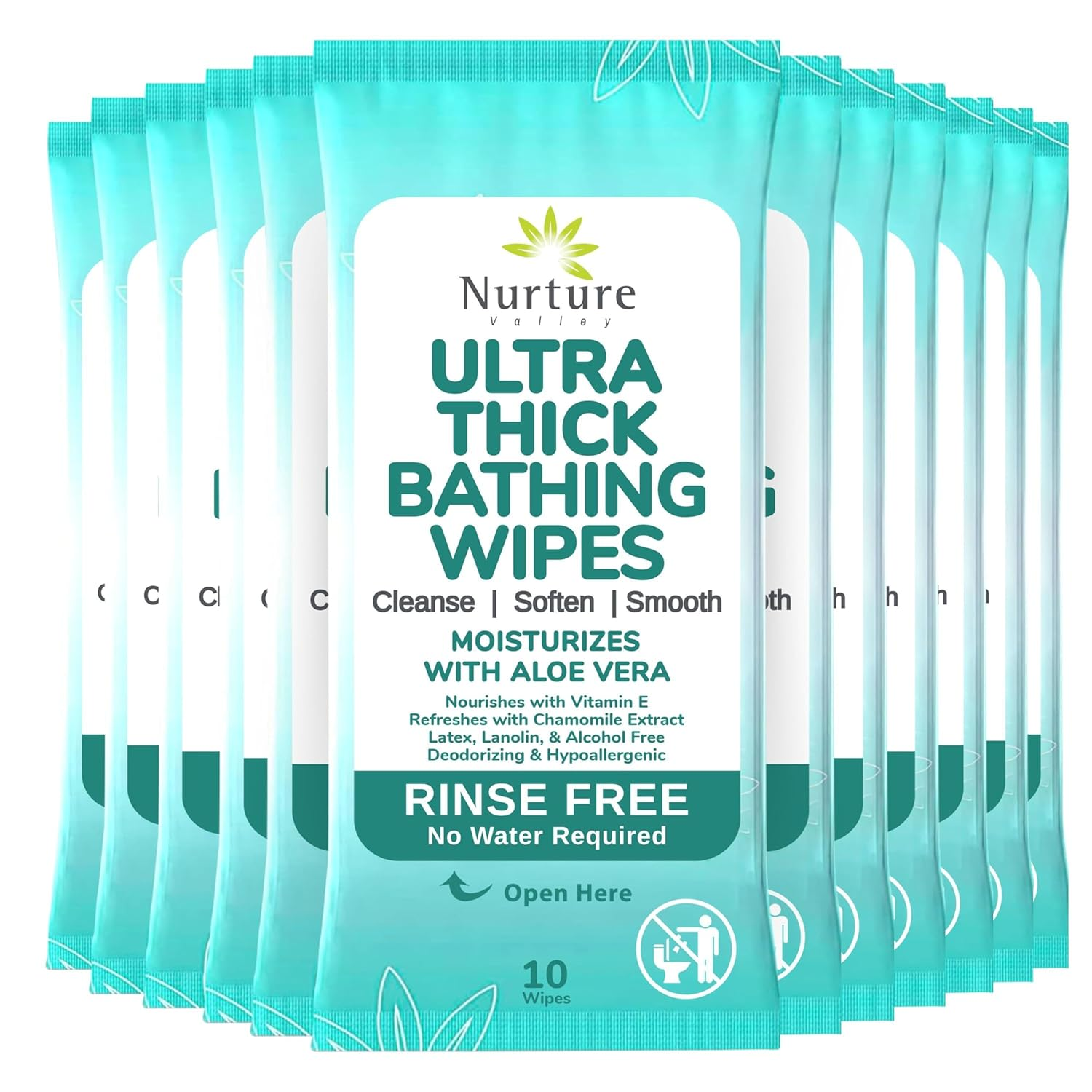 Nurture XL Ultra Thick Body Wipes for Adults W/Aloe | 120 Extra Large Disposable Cloth Wet Cleansing No Rinse Bathing Washcloths, Waterless Shower | Bath Wipe for Women, Men & Elderly