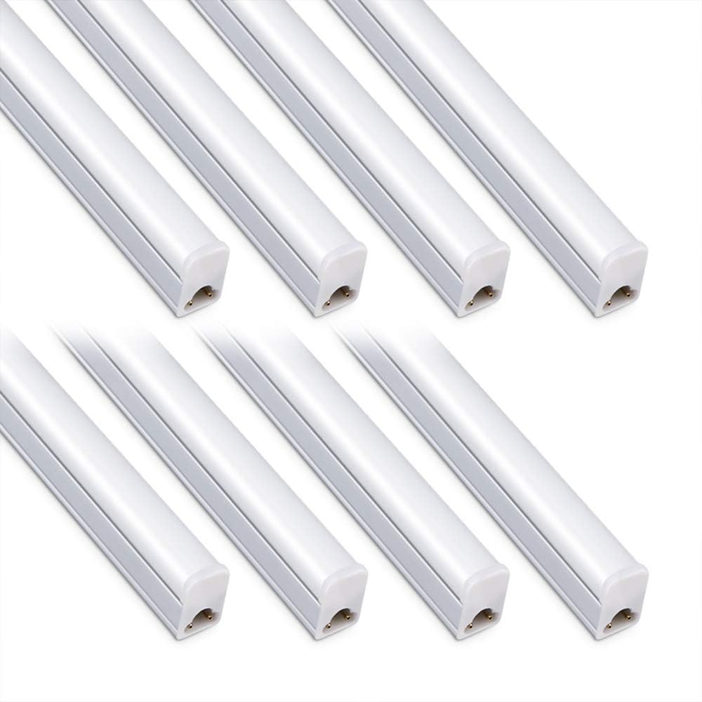 (8 Pack) LED Shop Light 2FT, 10W 1100LM 6500K (Super Bright White), LED Under Cabinet Lighting and T5 LED Tube, Frosted Cover, Linkable