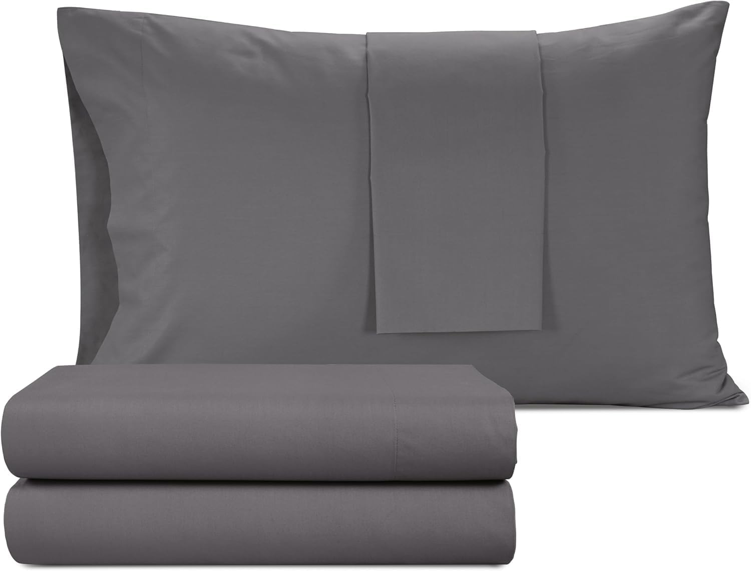 100% Egyptian Cotton Sheets Set King Size, Cotton Percale Crisp Sheet Set 4Pc, Lightweight & Deep Pocket Fits Upto 17